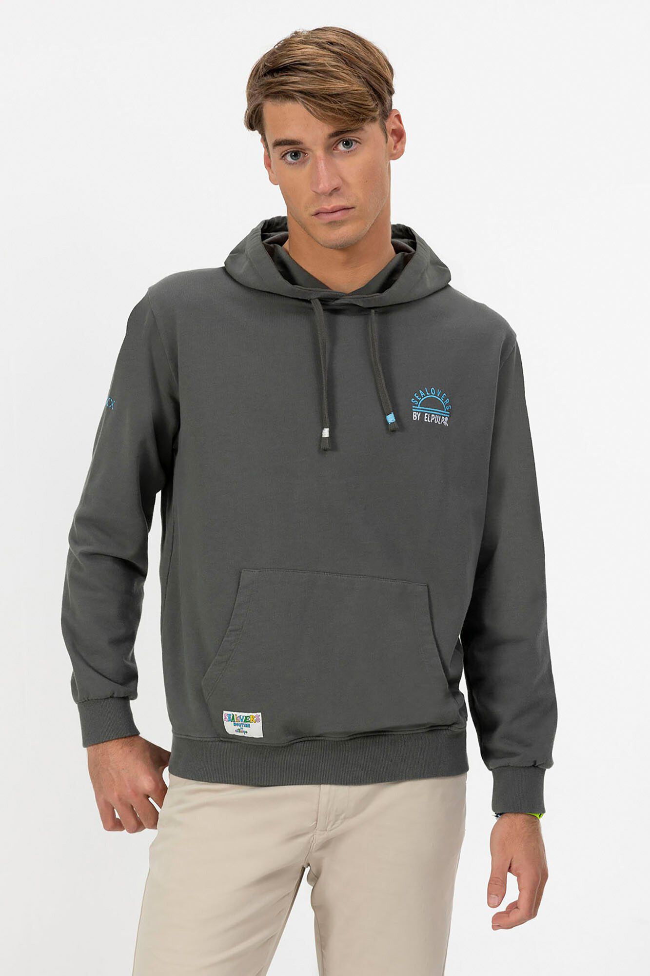 elPulpo Sweatshirt capuz com bordado Sealovers Cinzento