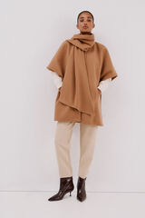Cortefiel Camel cape with scarf Beige