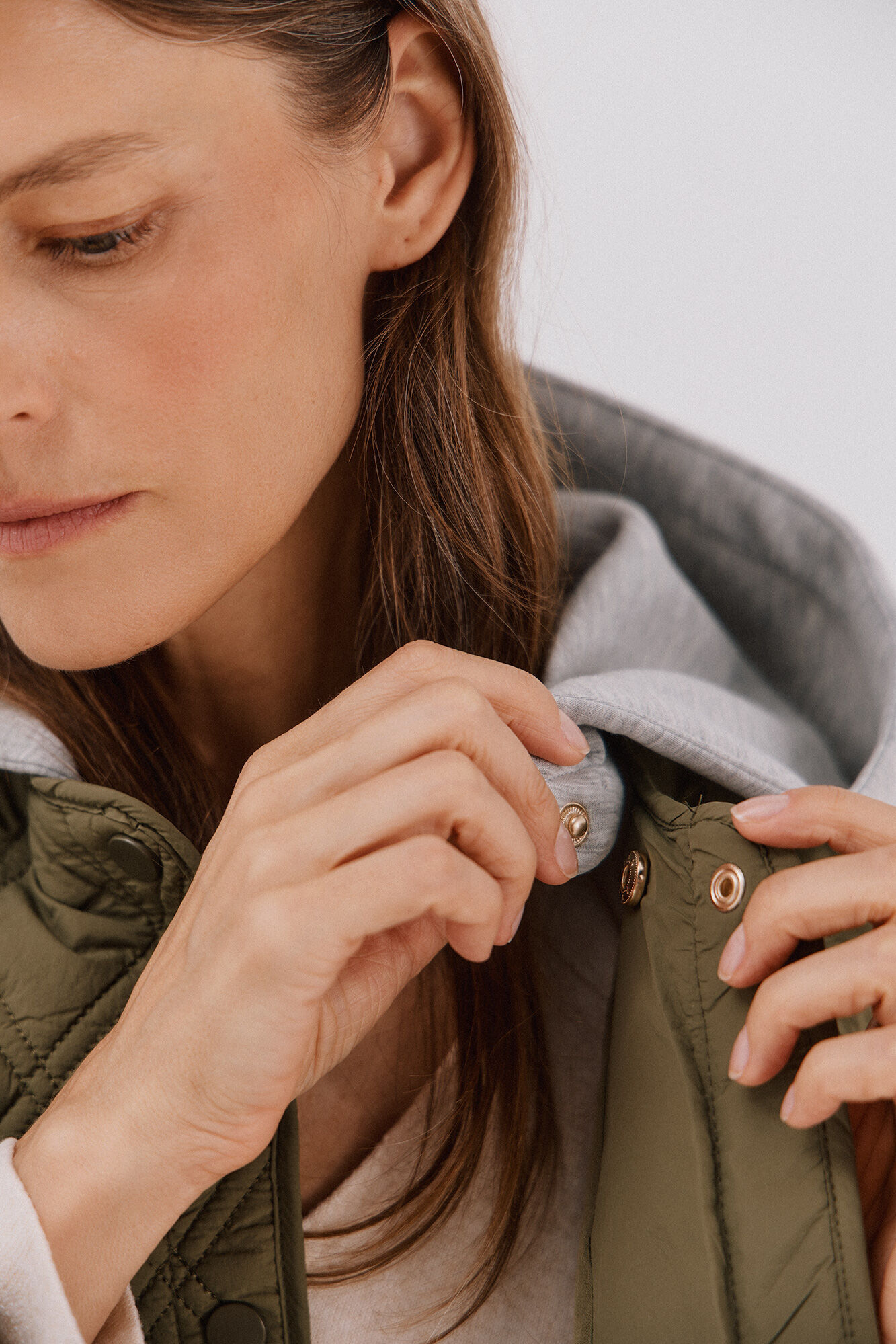 Cortefiel Short hood sweatshirt anorak Kaki