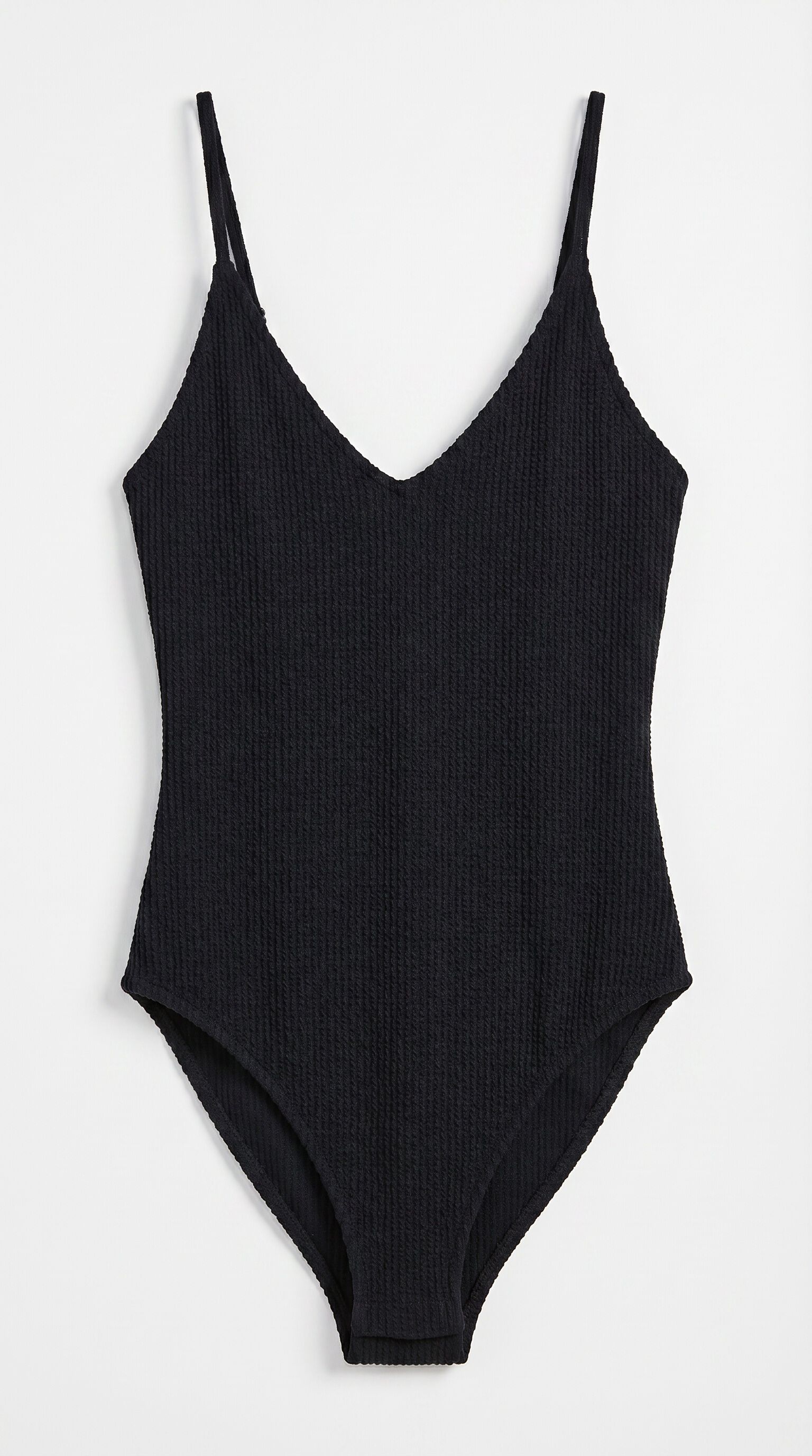 Cortefiel Crinkled fabric shaping swimsuit Black