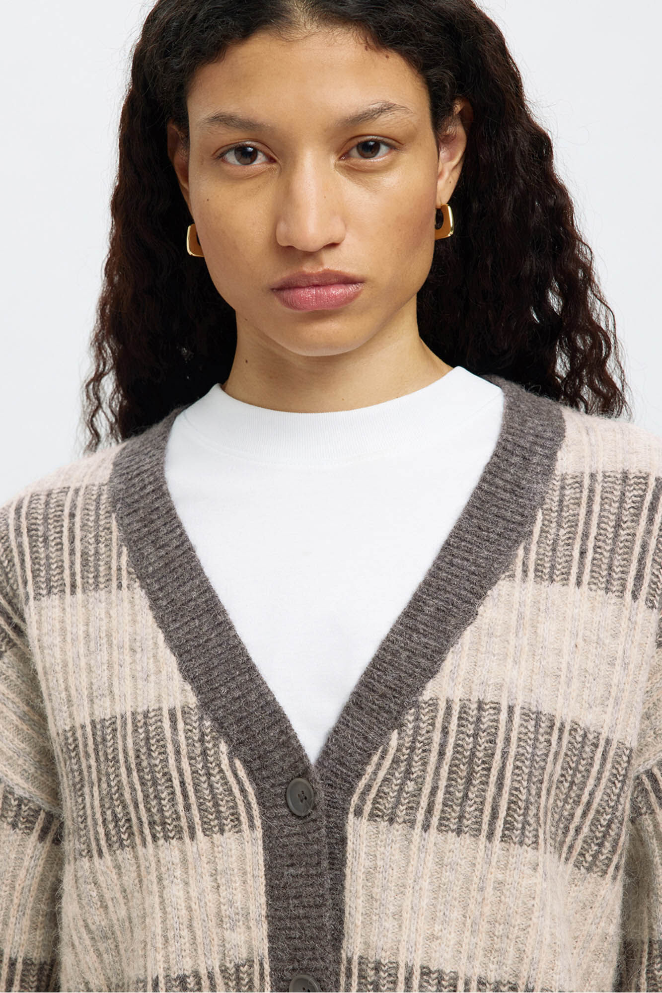 Selected C&aacute;rdigan cuello en pico alpaca y lana