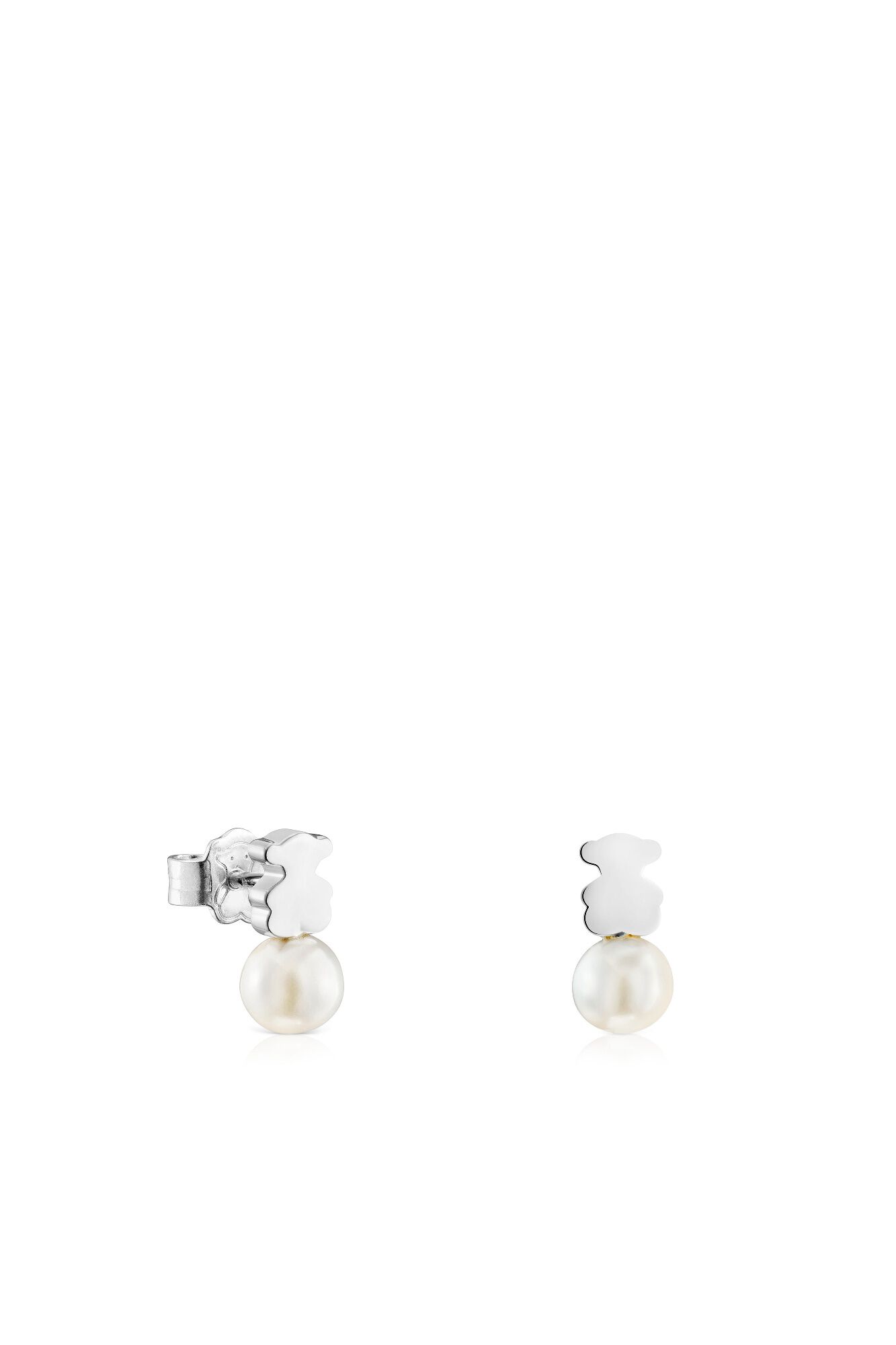 Tous Silver bear and pearl earrings Grey