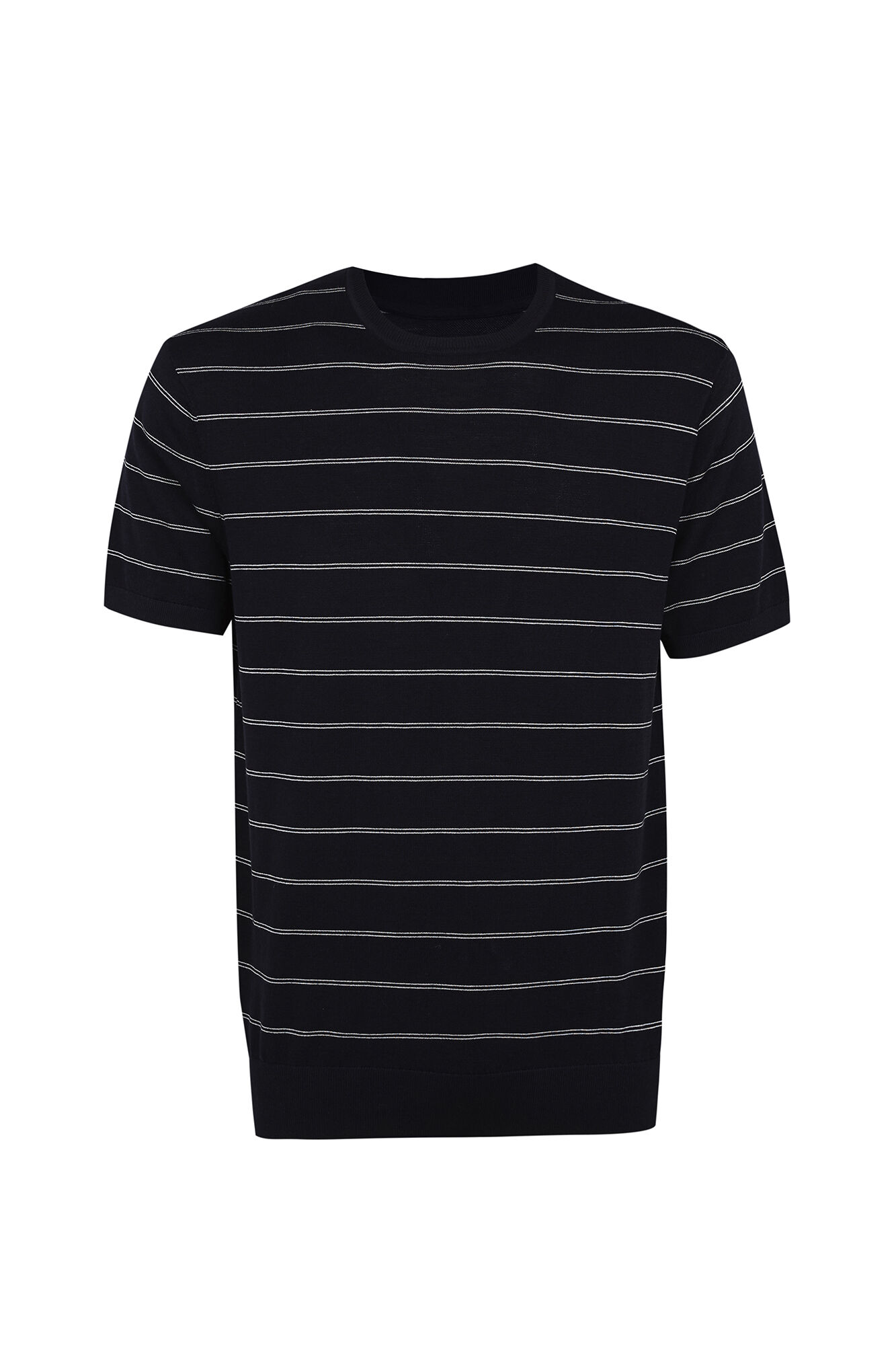 Cortefiel Striped cotton short sleeve jersey-knit T-shirt Navy