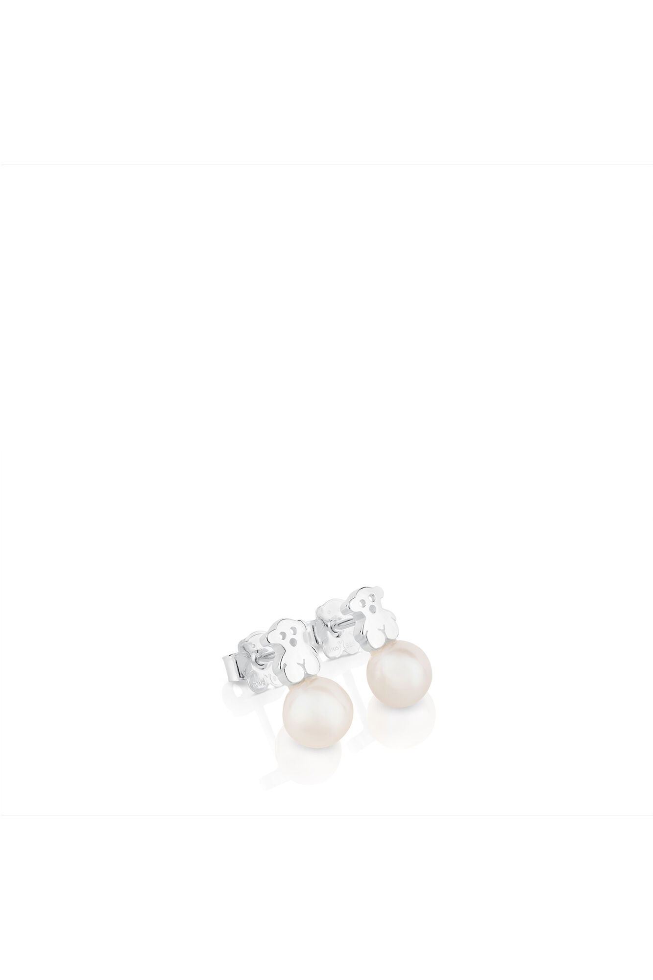 Tous Pendientes de plata y perlas cultivadas Puppies Gris