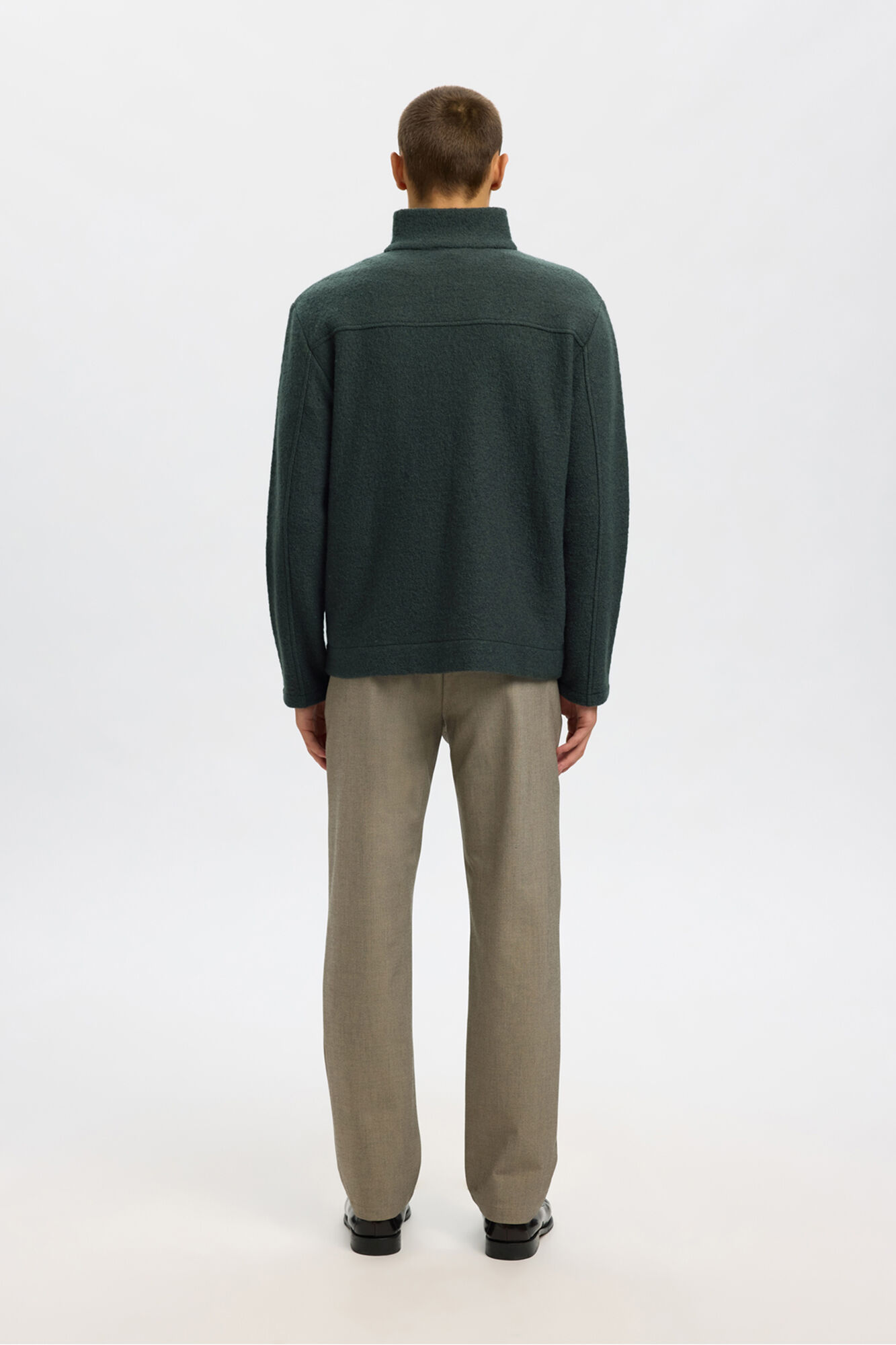 Selected Casaco de malha 100% l&atilde; com fecho-&eacute;clair Verde