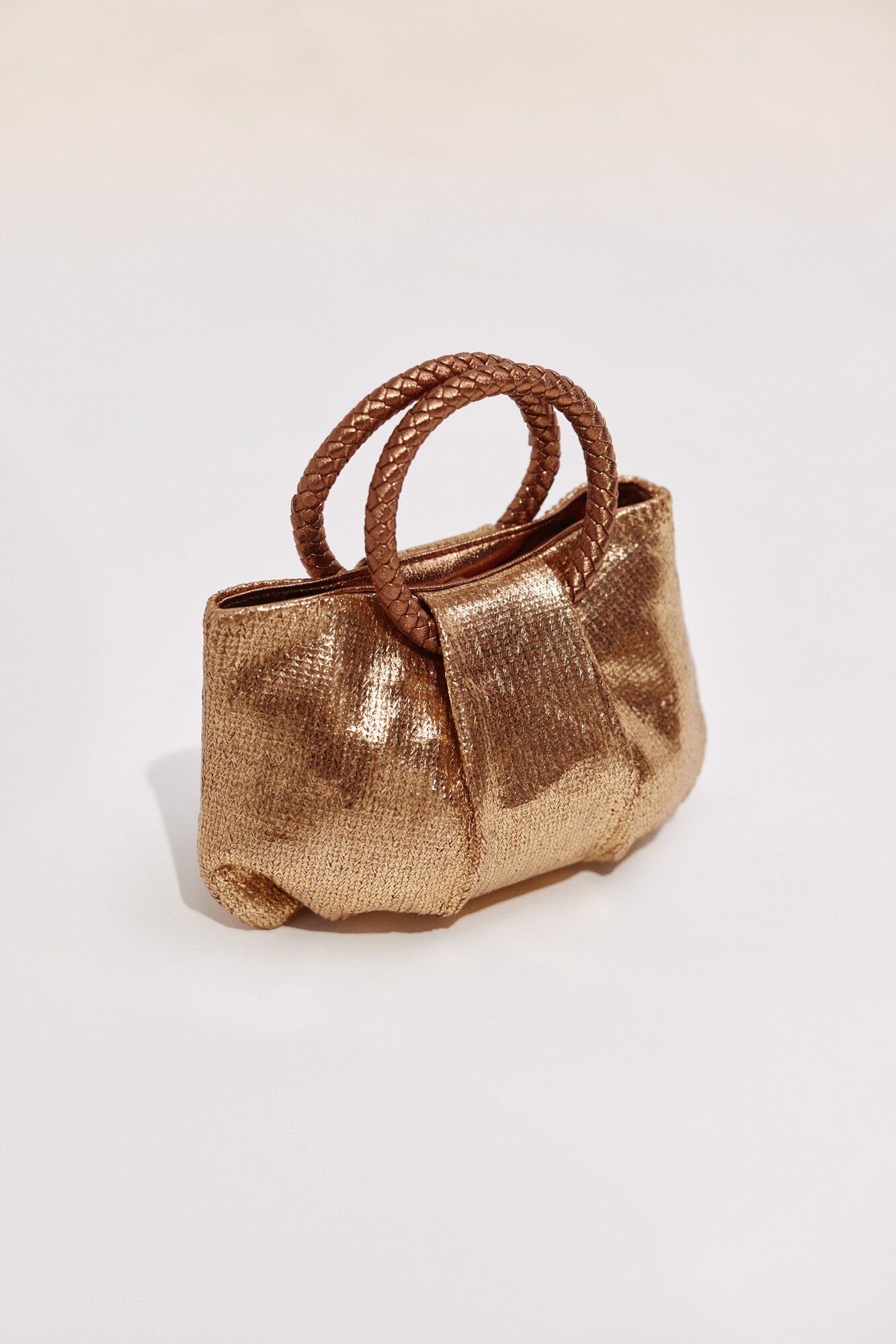 Cortefiel Raffia shoulder bag with braided handle