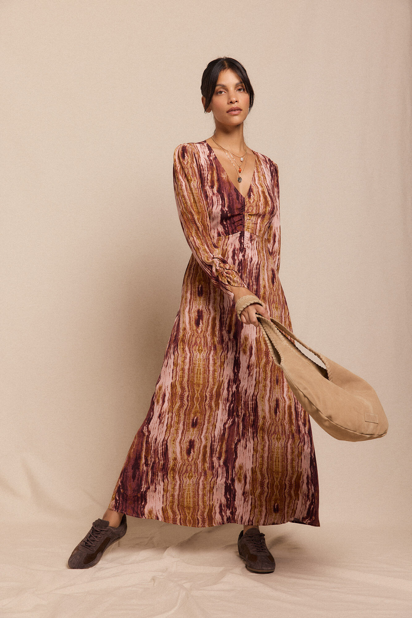 Slowlove Vestido Frunce estampado