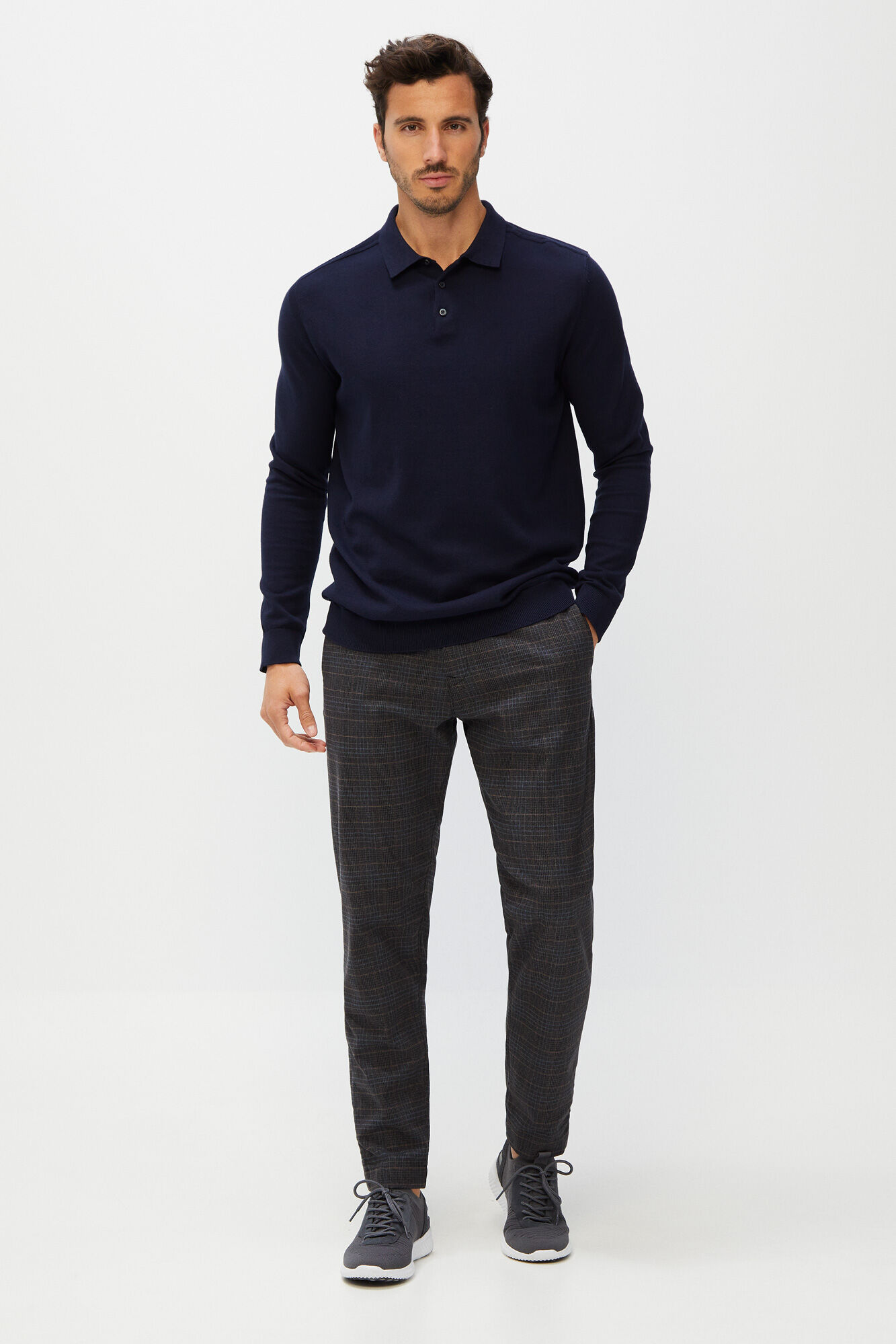 Selected Checked chinos Brown