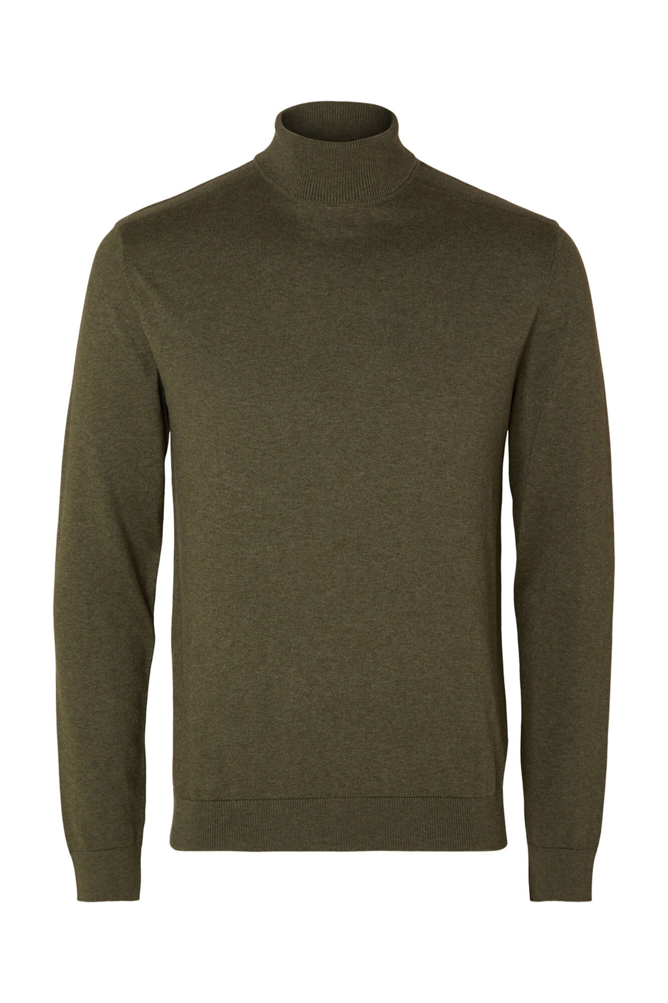 Selected Camisola gola dobrada 100% algod&atilde;o Verde