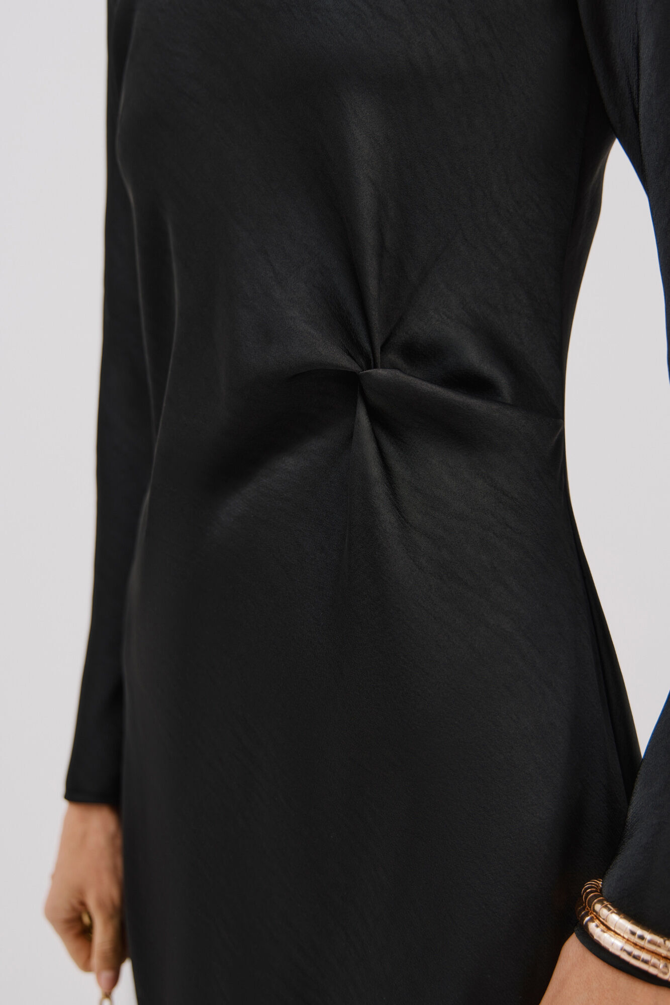 Cortefiel Satin knot dress Black