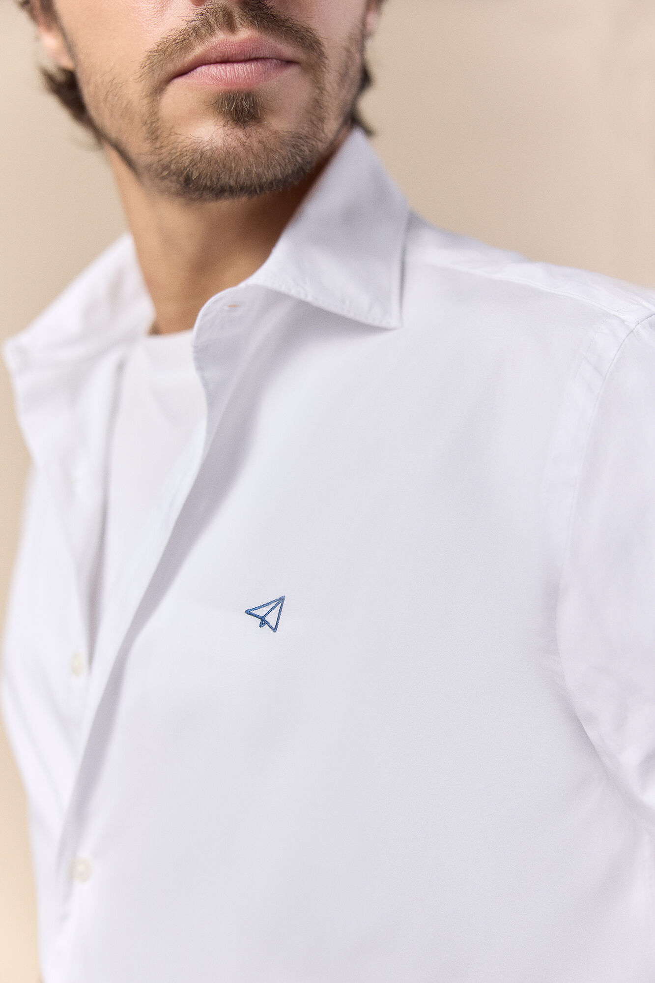 OOTO Camisa cuadros popel&iacute;n manga larga Blanco