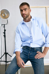 Cortefiel Long-sleeved Gingham shirt Blue