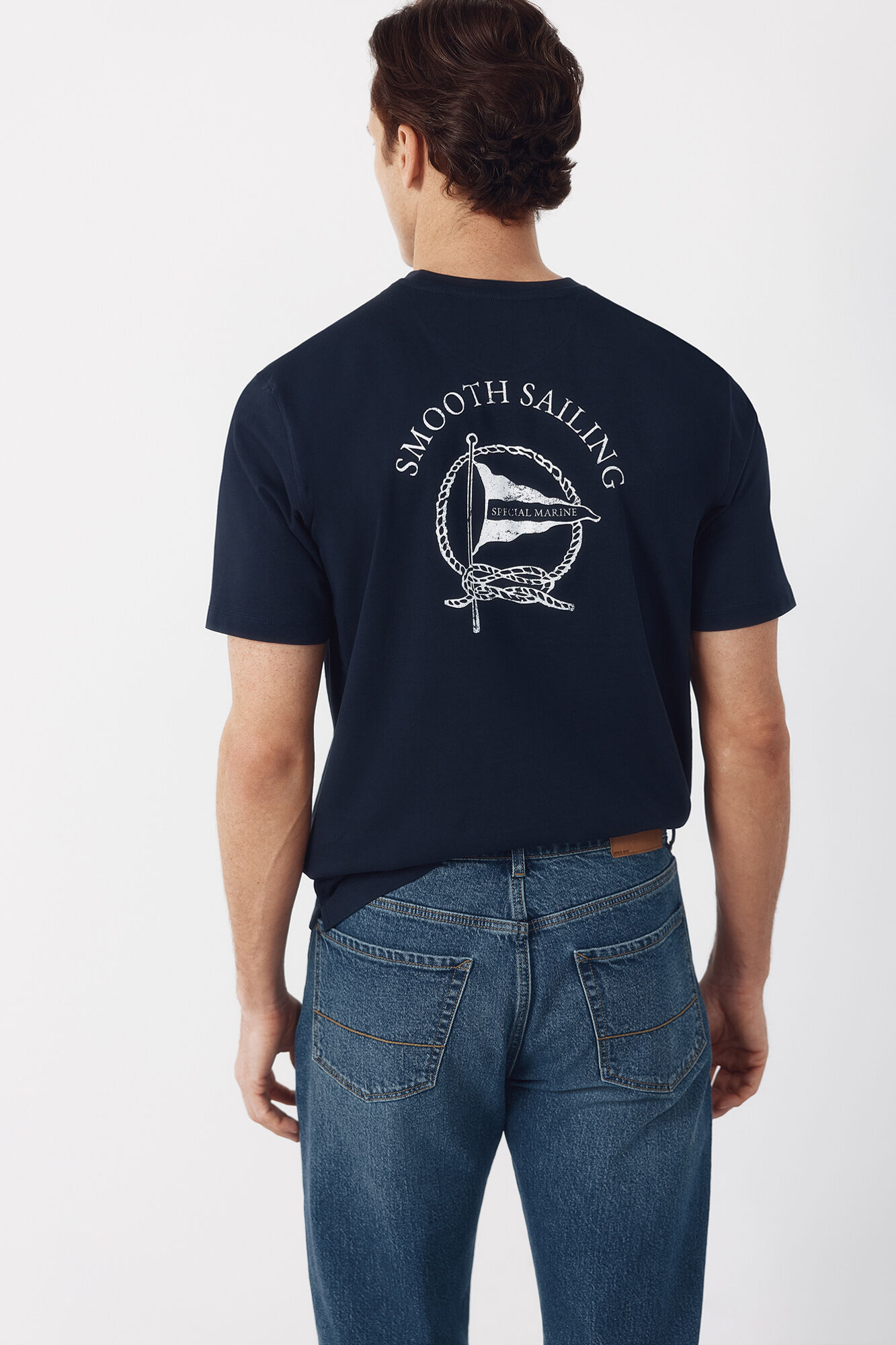 Cortefiel Sailing graphic T-shirt Navy