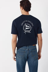 Cortefiel Sailing graphic T-shirt Navy