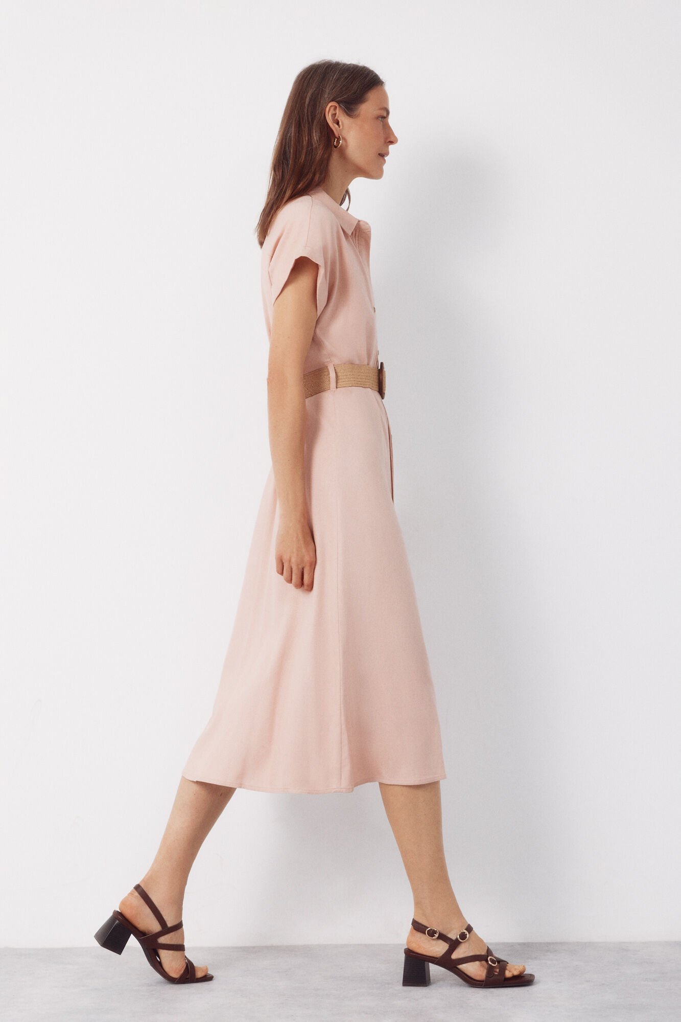 Cortefiel Linen trousers Pink