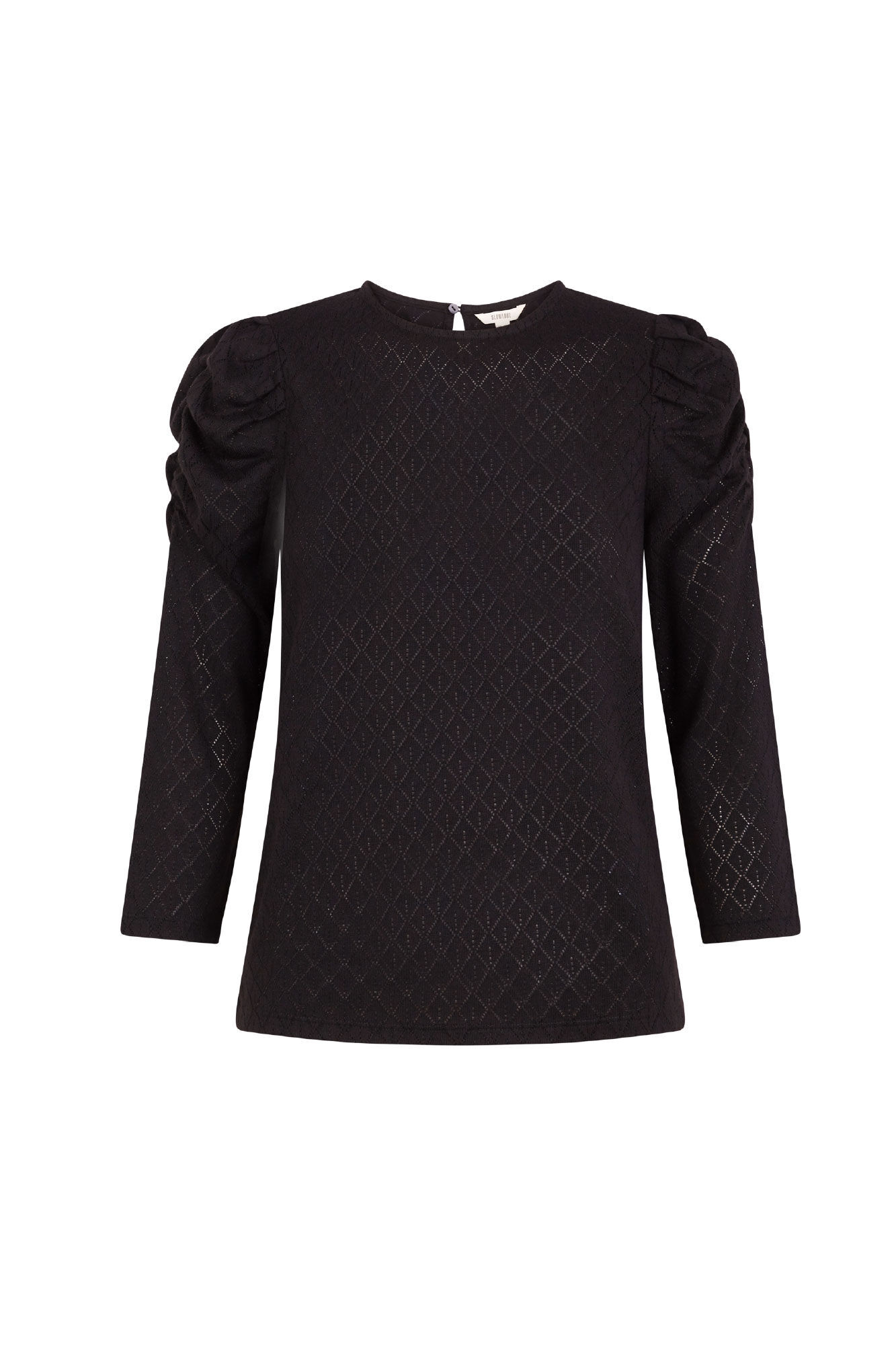 Slowlove Top estructura manga abullonada Negro