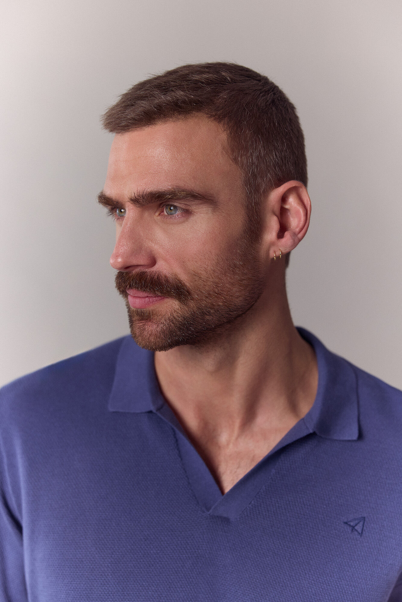 OOTO Polo de malha com estrutura de manga curta Azul