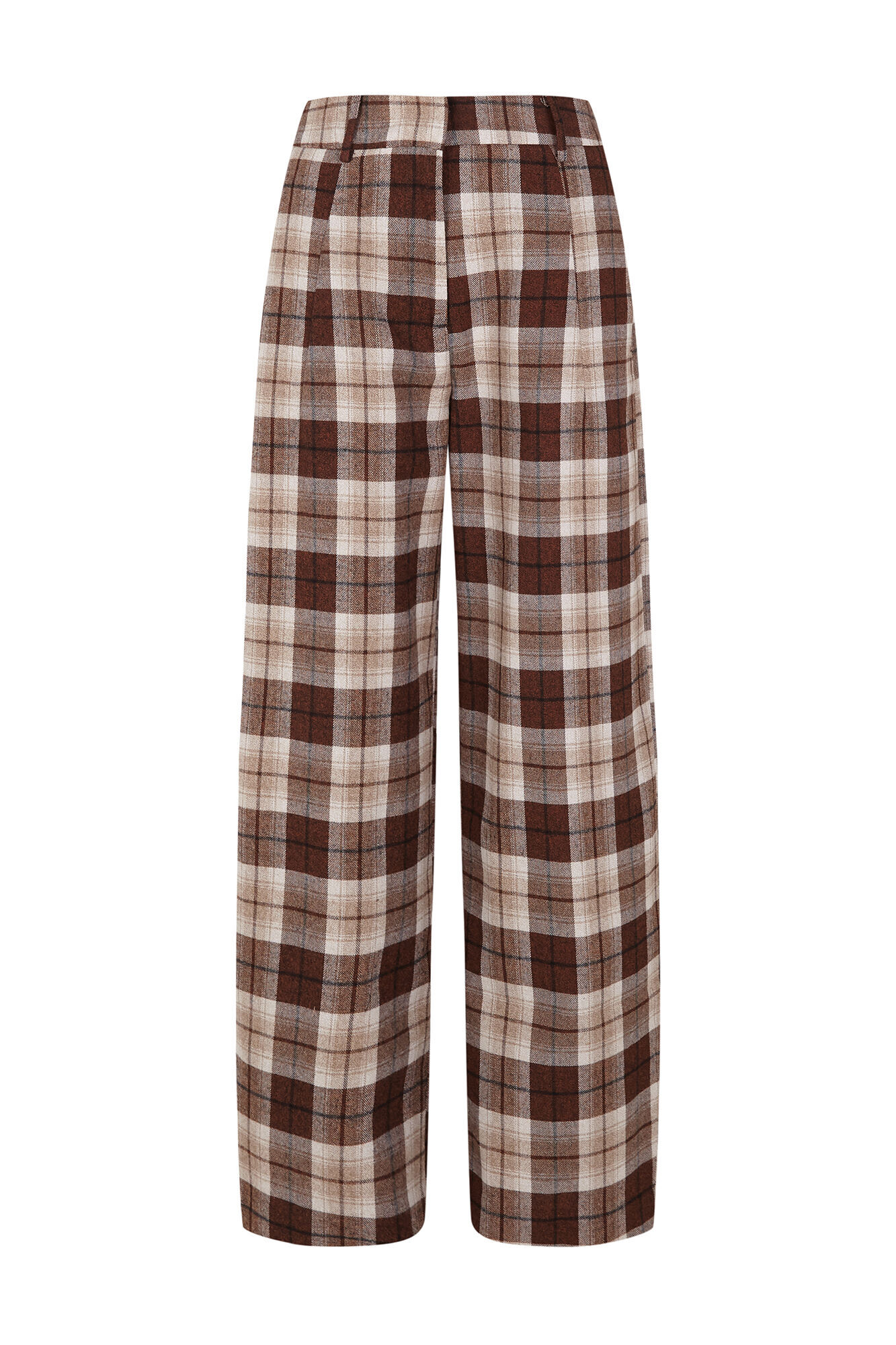 Slowlove Pantal&oacute;n corte barrel de cuadros Estampado marr&oacute;n