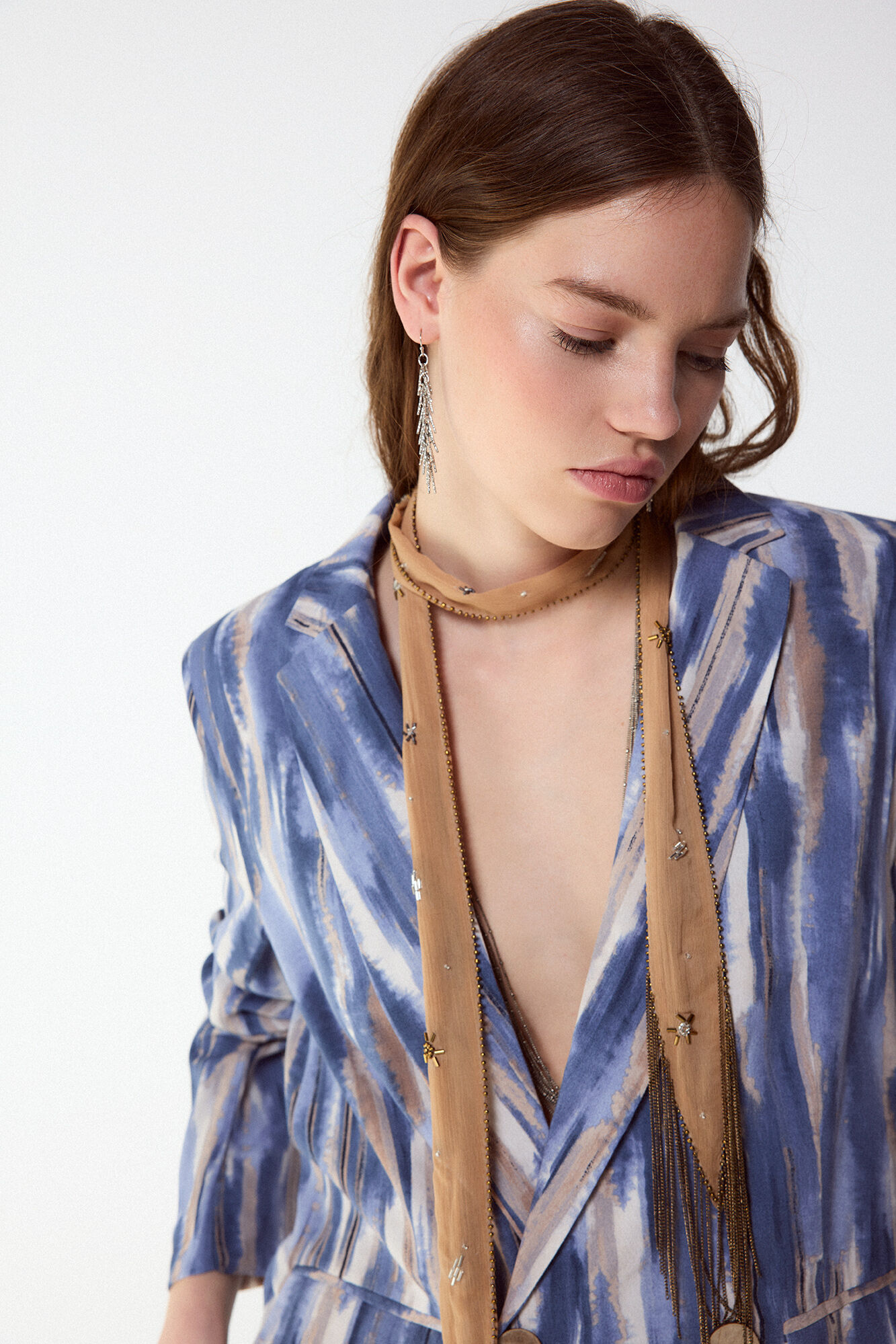 Slowlove Chaqueta blazer estampada Estampado azul