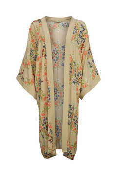 Cortefiel Long floral loose fit kimono Printed beige