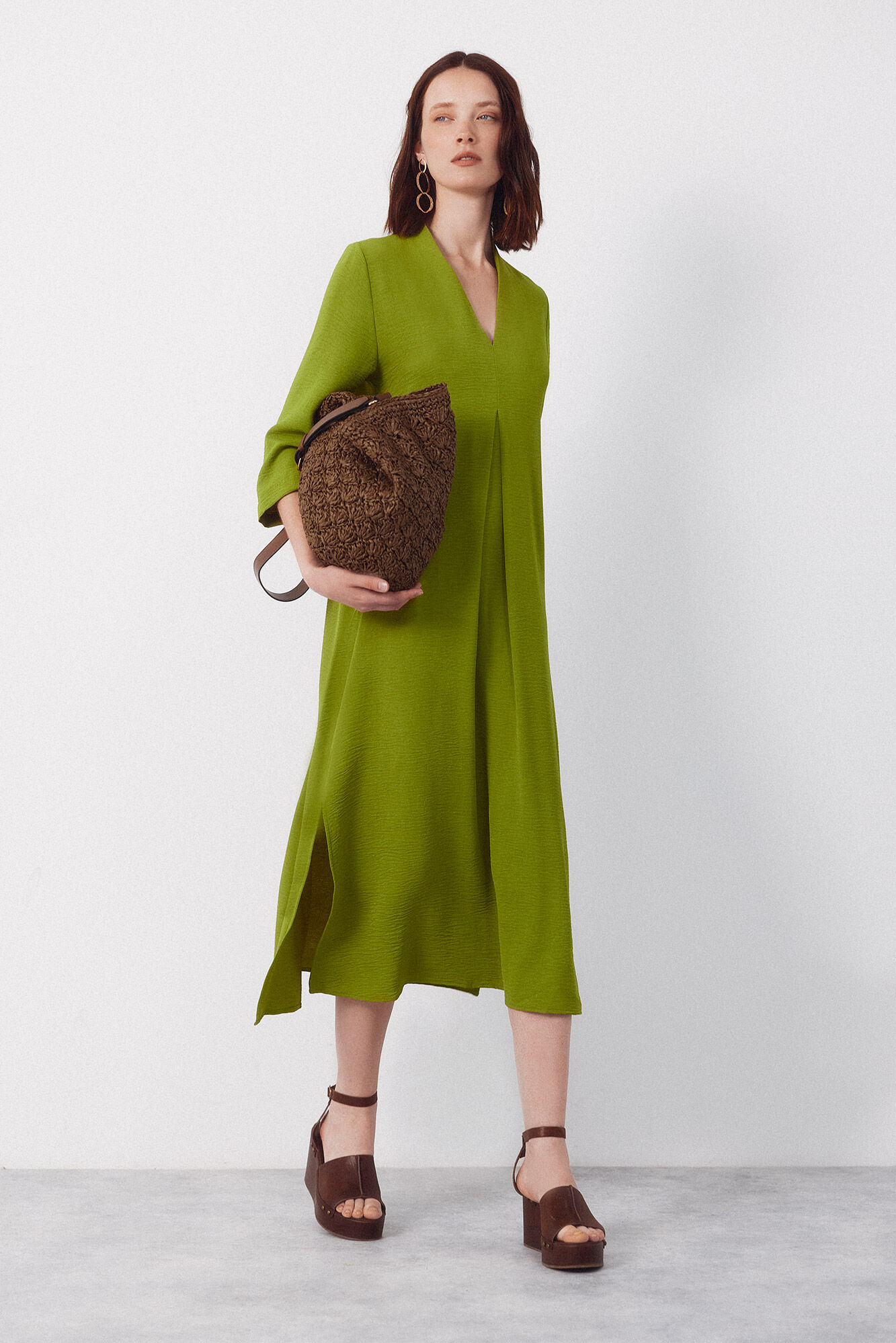 Cortefiel Braided raffia bag