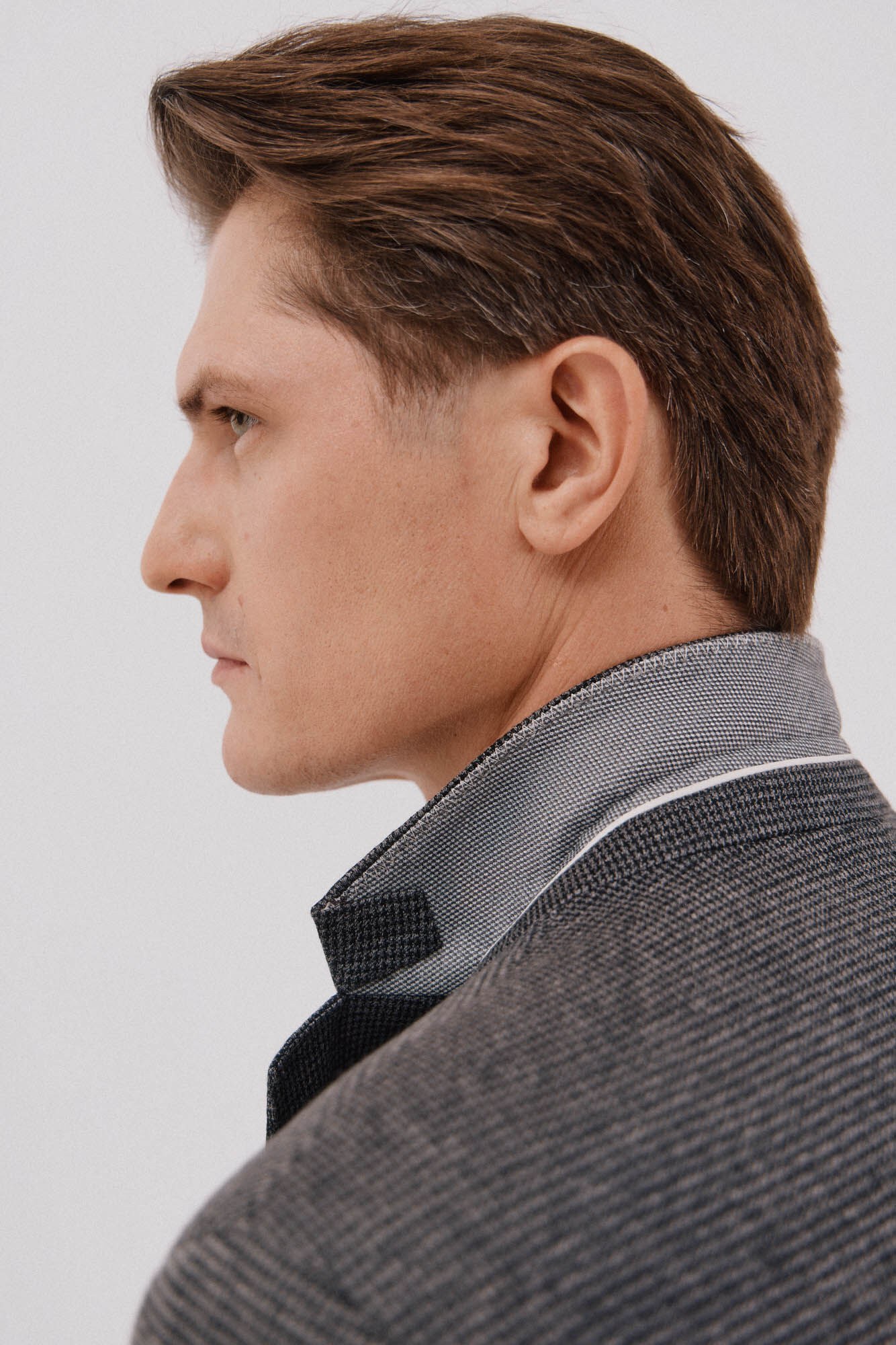 Cortefiel Houndstooth jersey-knit blazer Dark grey