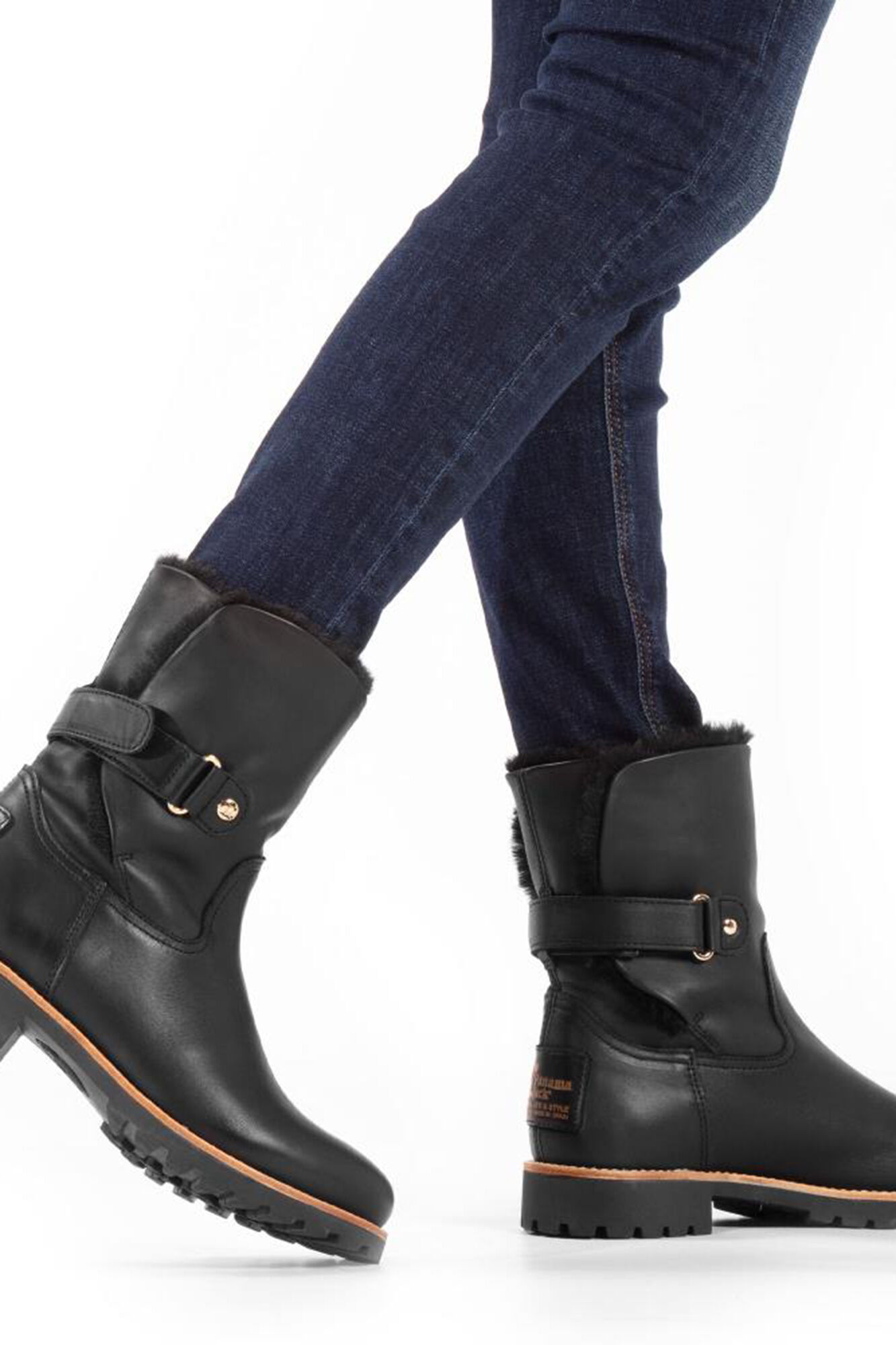 Panama Jack Botas de pele com forro de pele quente Preto