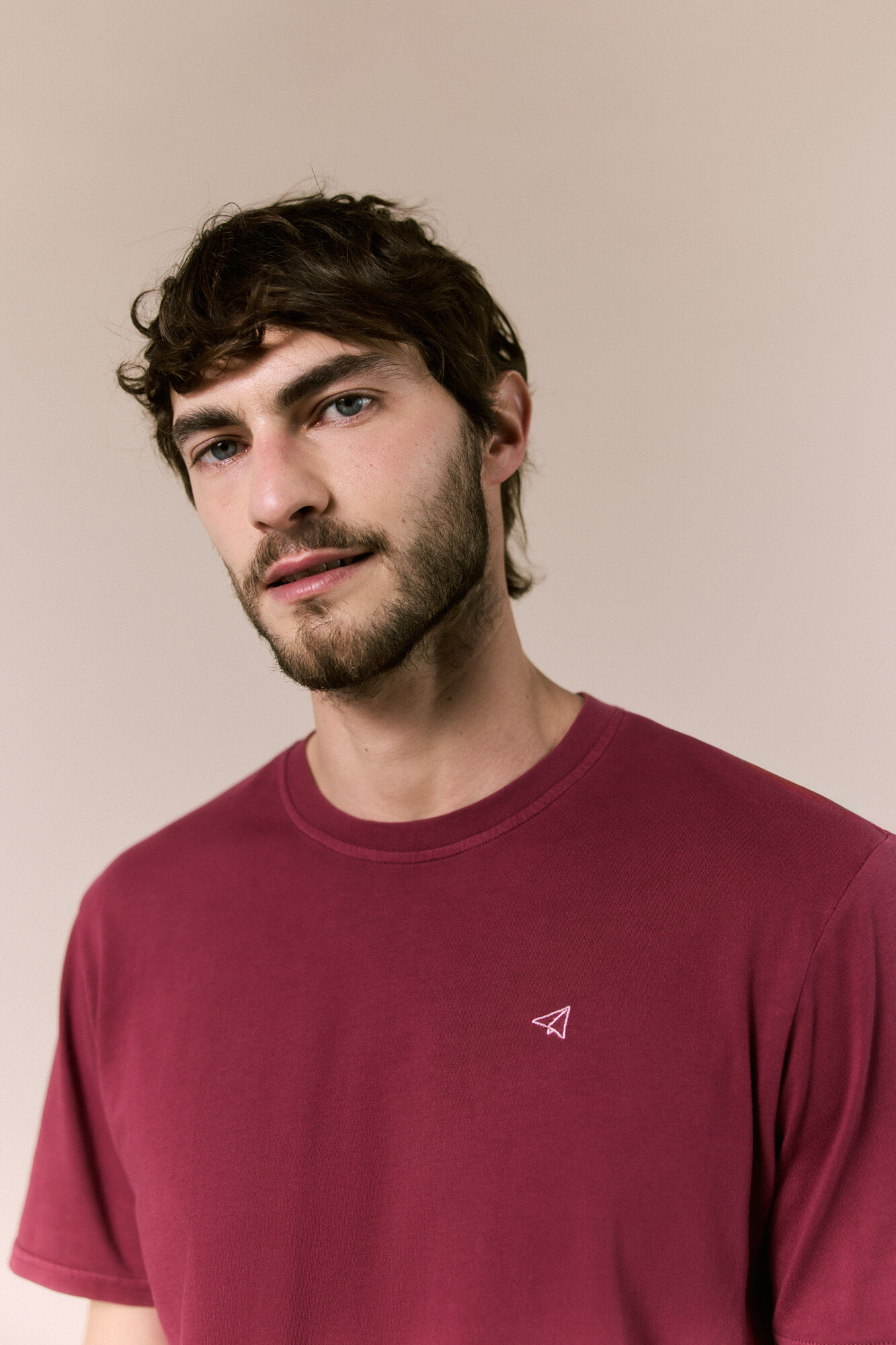 OOTO Camiseta b&aacute;sica lavada Granate