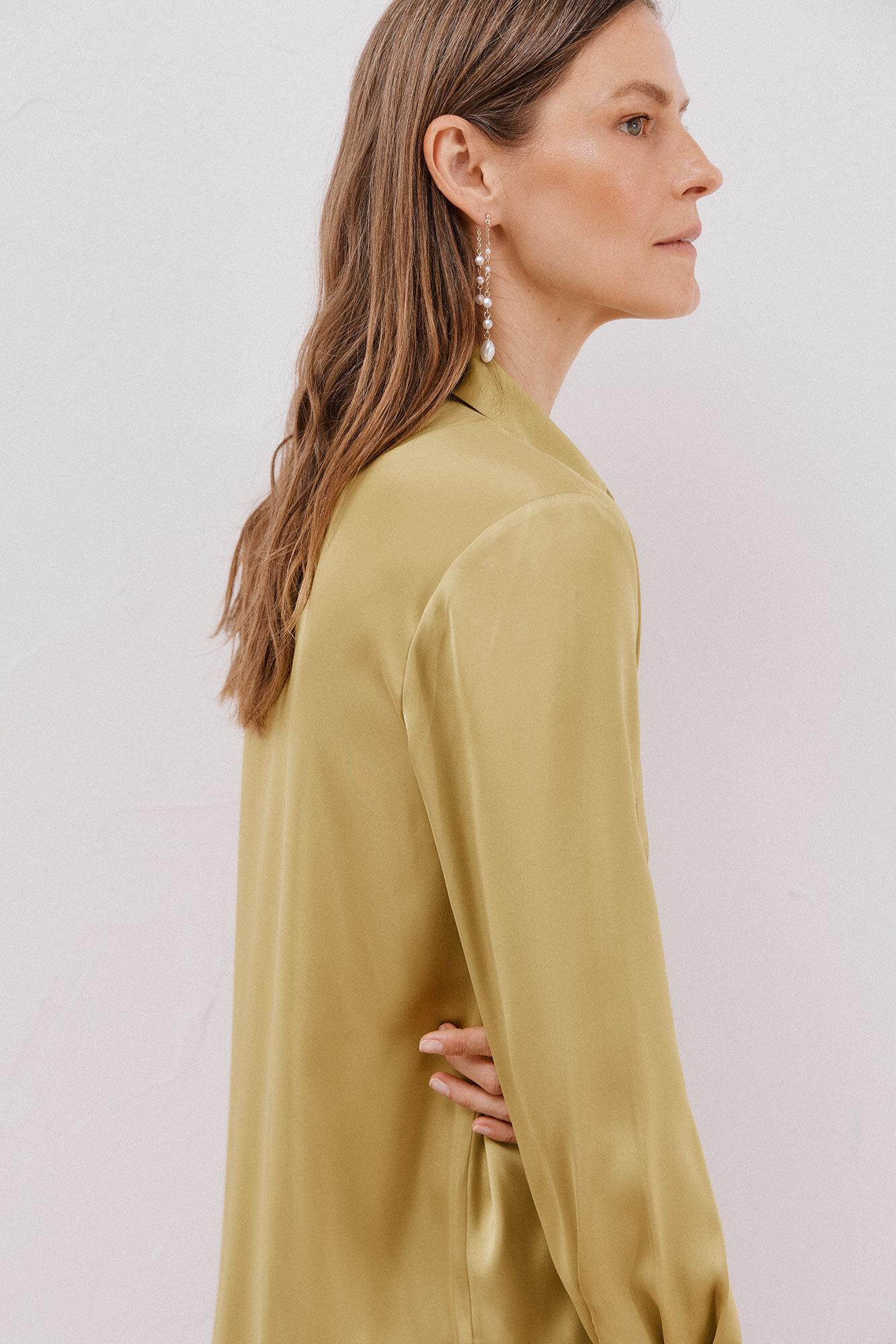 Cortefiel Satin-finish shirt Yellow