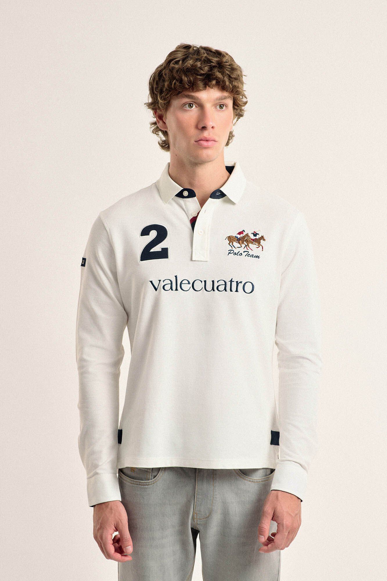 Valecuatro Polo Valecuatro de hombre blanco roto modelo caballos Blanco