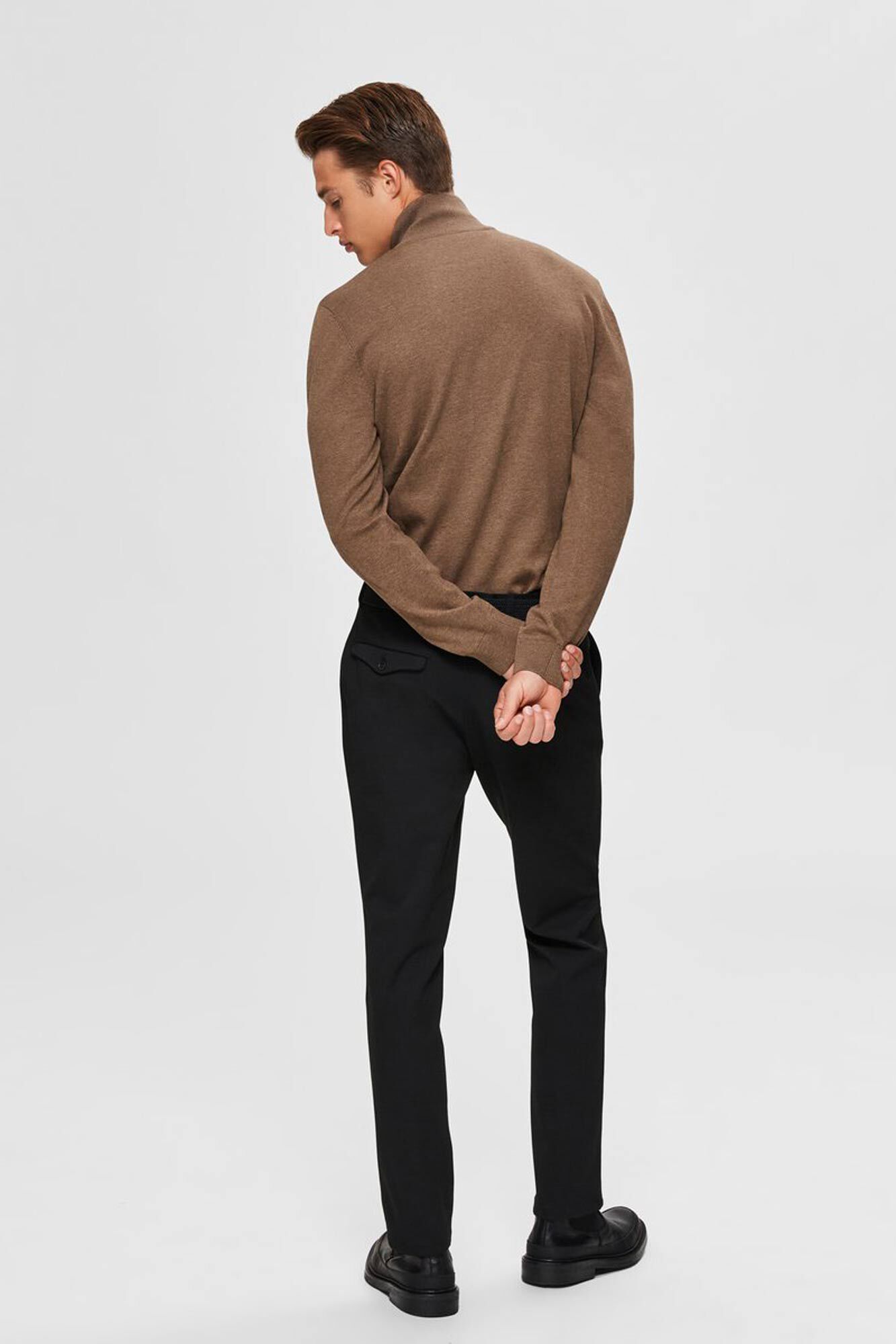 Selected Camisola de malha com meio fecho-&eacute;clair 100% algod&atilde;o