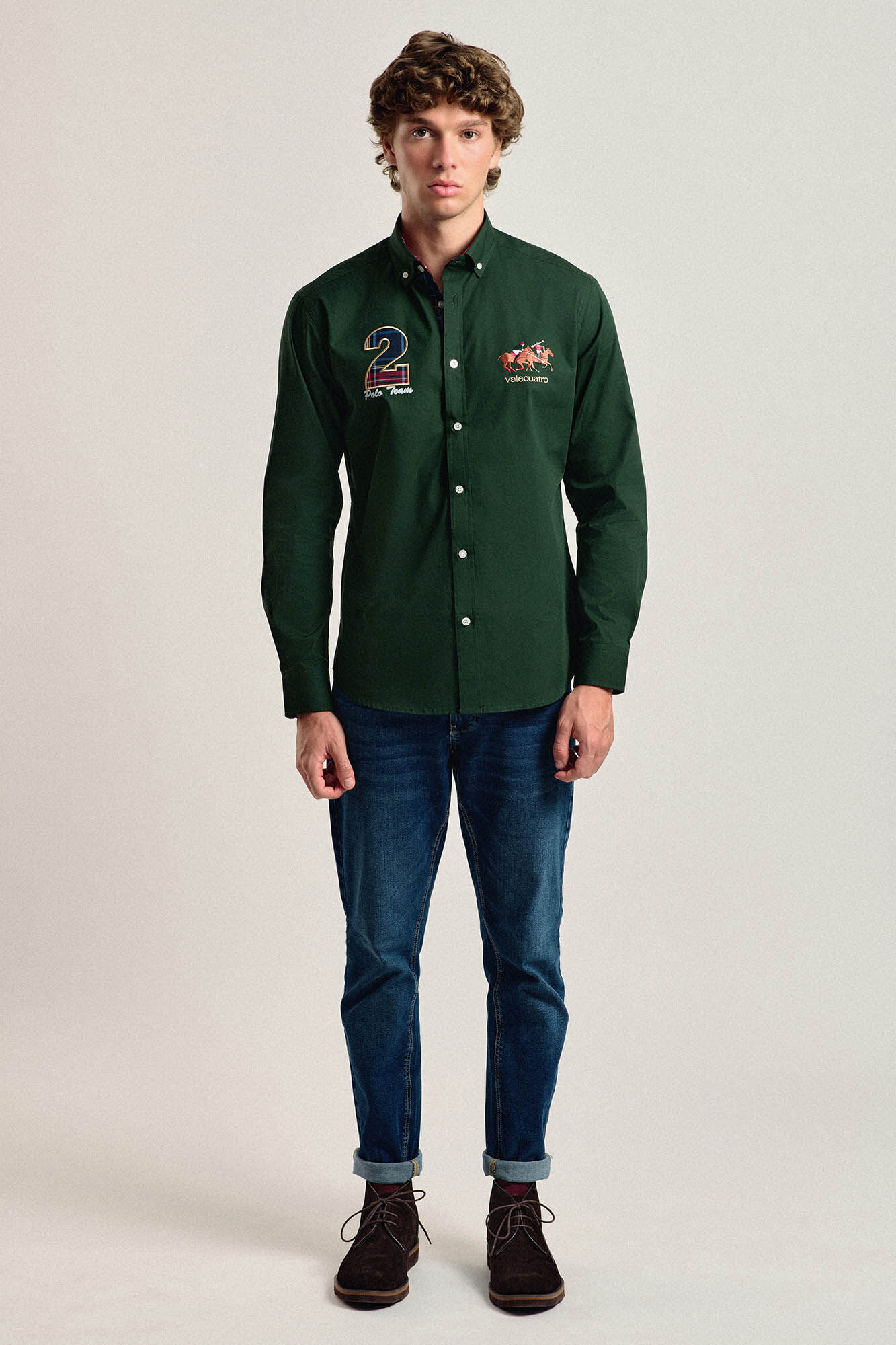 Valecuatro Camisa masculina verde Valecuatro modelo cavalo Verde