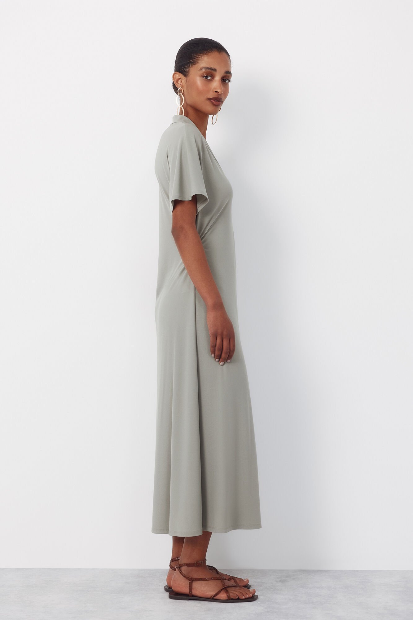 Cortefiel Printed dress Kaki