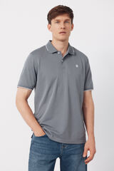 Cortefiel Coolmax&reg; jacquard collar polo shirt Grey