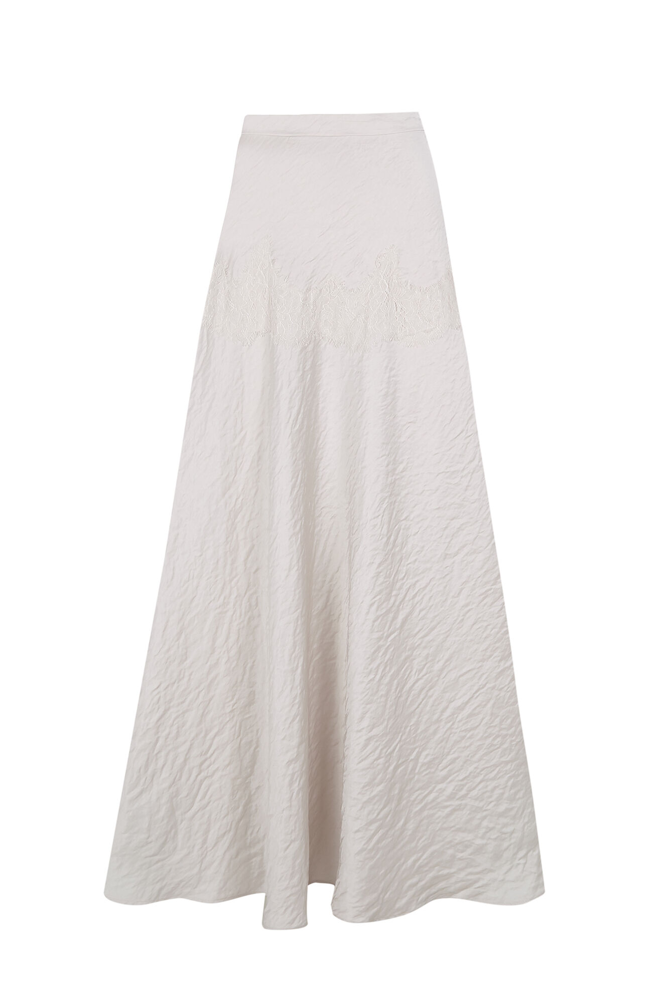 Slowlove Falda midi satinada con encaje Ecru