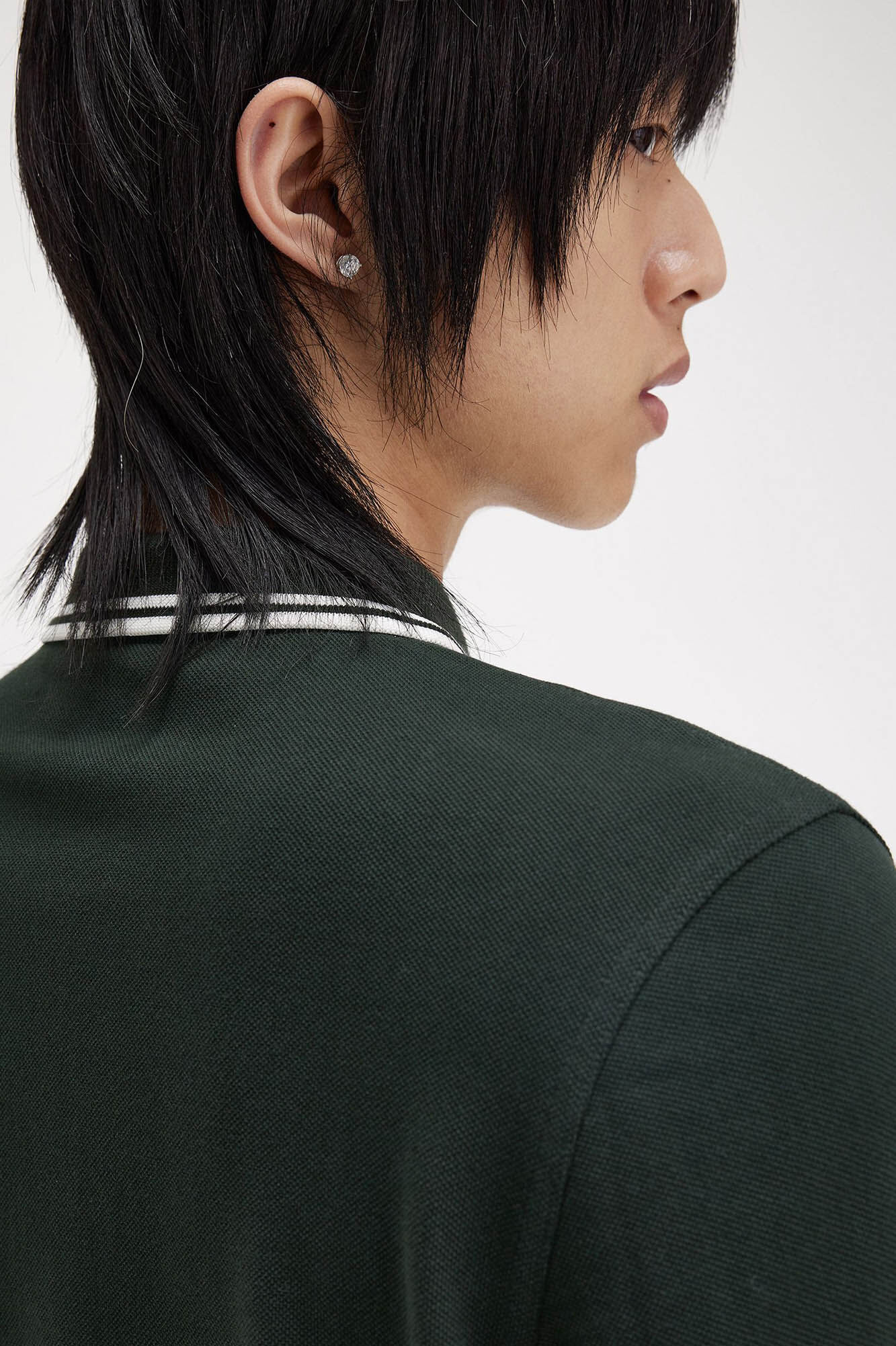 Fred Perry Polo piqu&eacute; de manga comprida masculina Verde