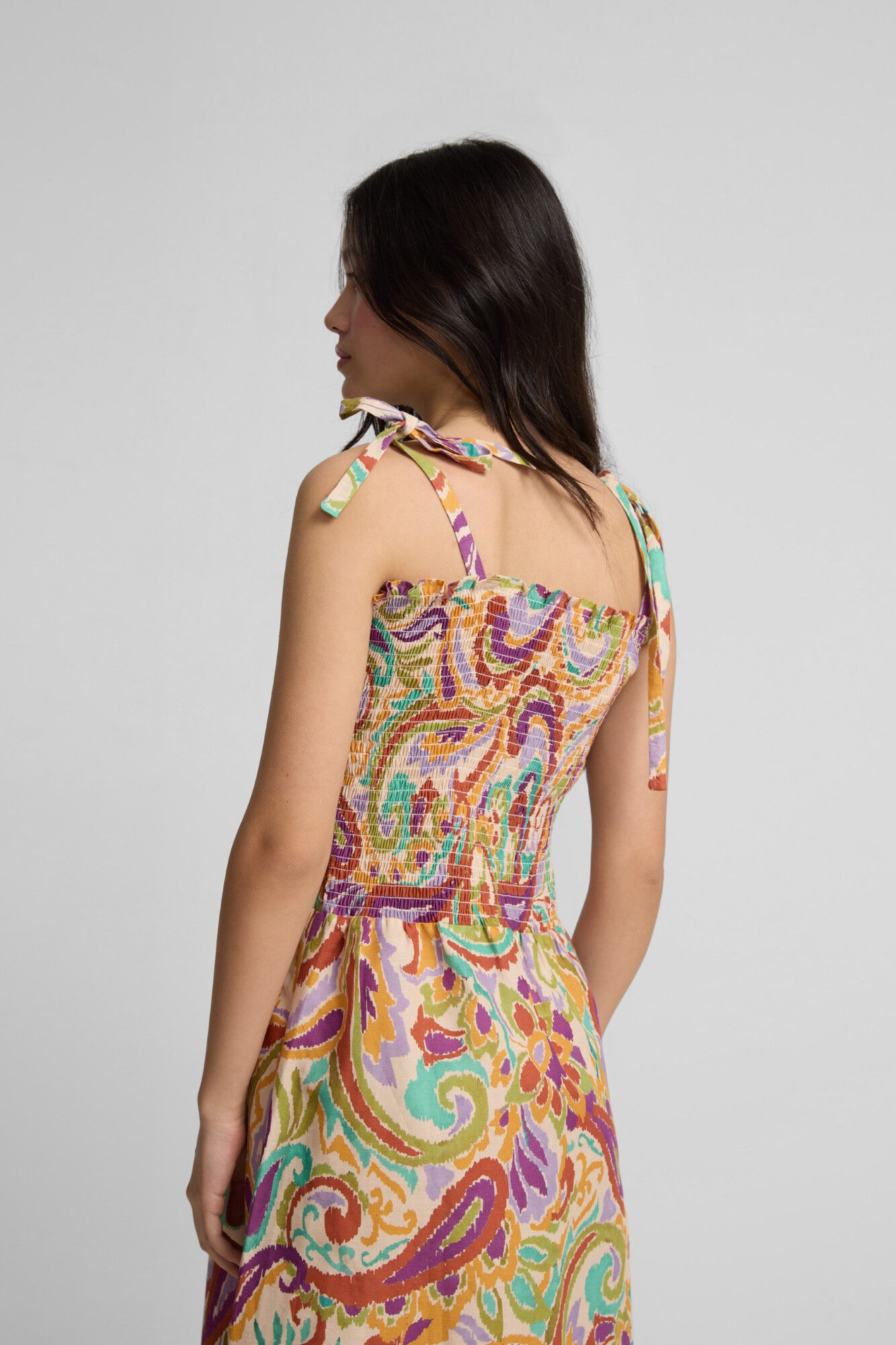 Silbon Vestido largo fruncido estampado