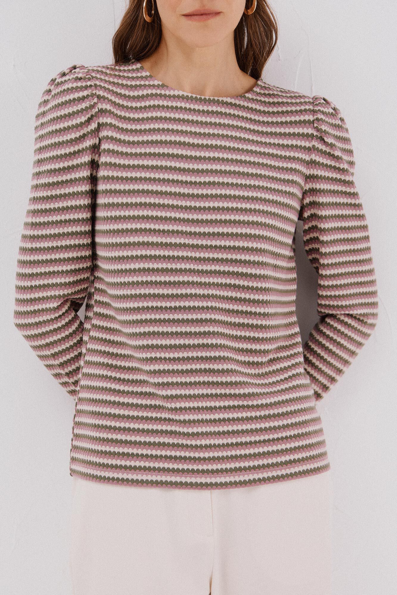 Cortefiel Top estructura rayas multicolor Estampado verde