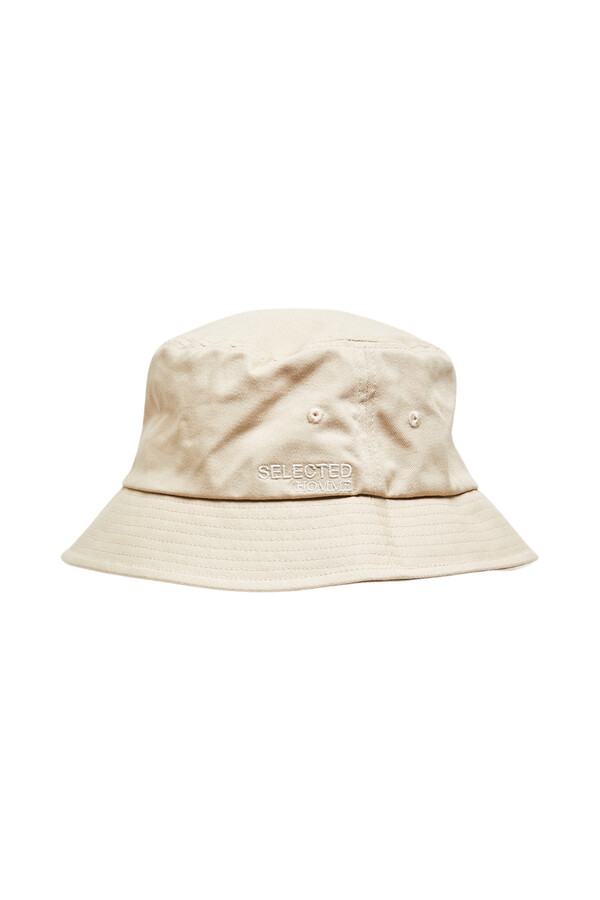 Cortefiel Sombrero Bucket con logo bordado confeccionado 100% con algodón orgánico. Tabaco
