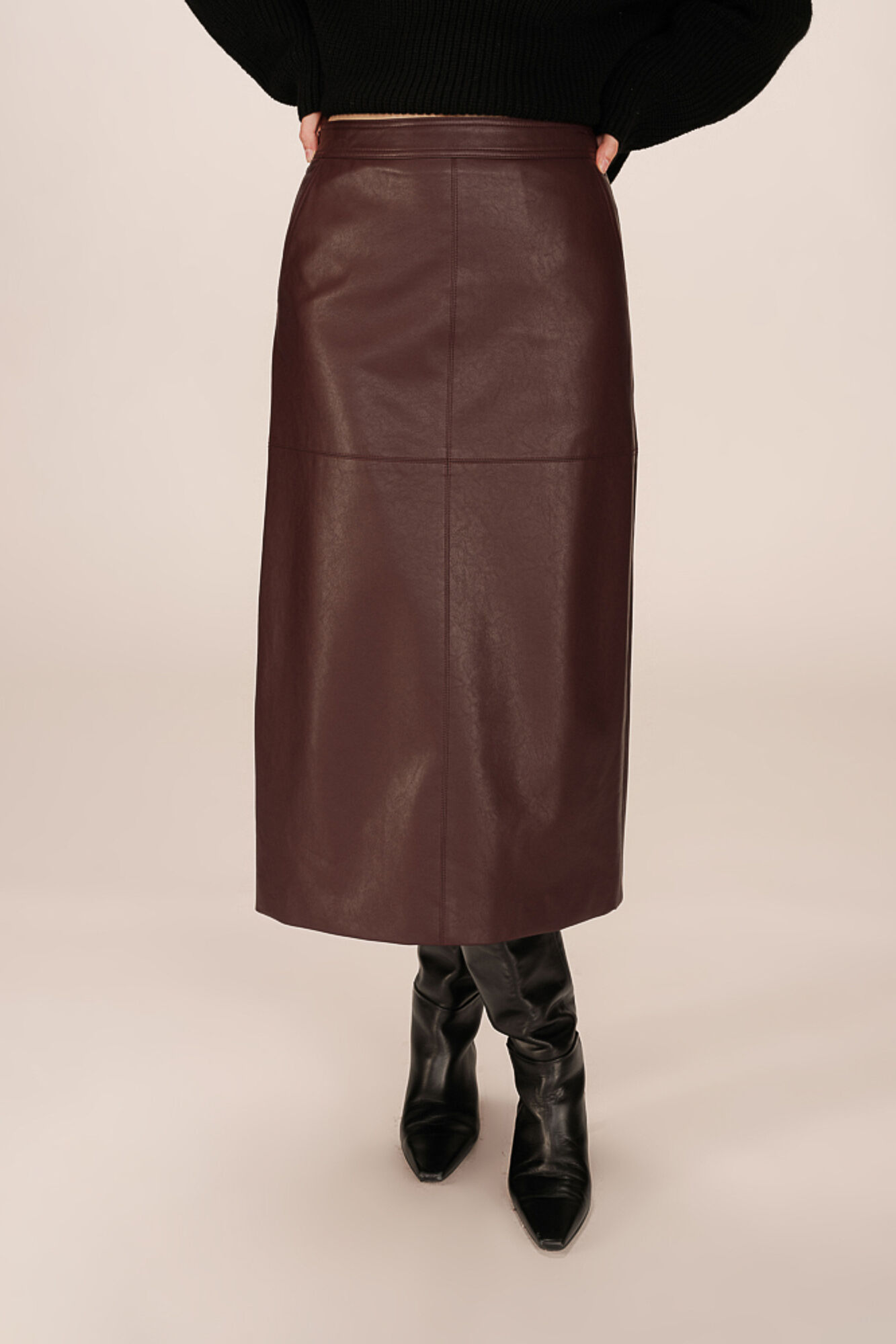 Grace & Mila Saia longa midi de couro com fenda nas costas Granada