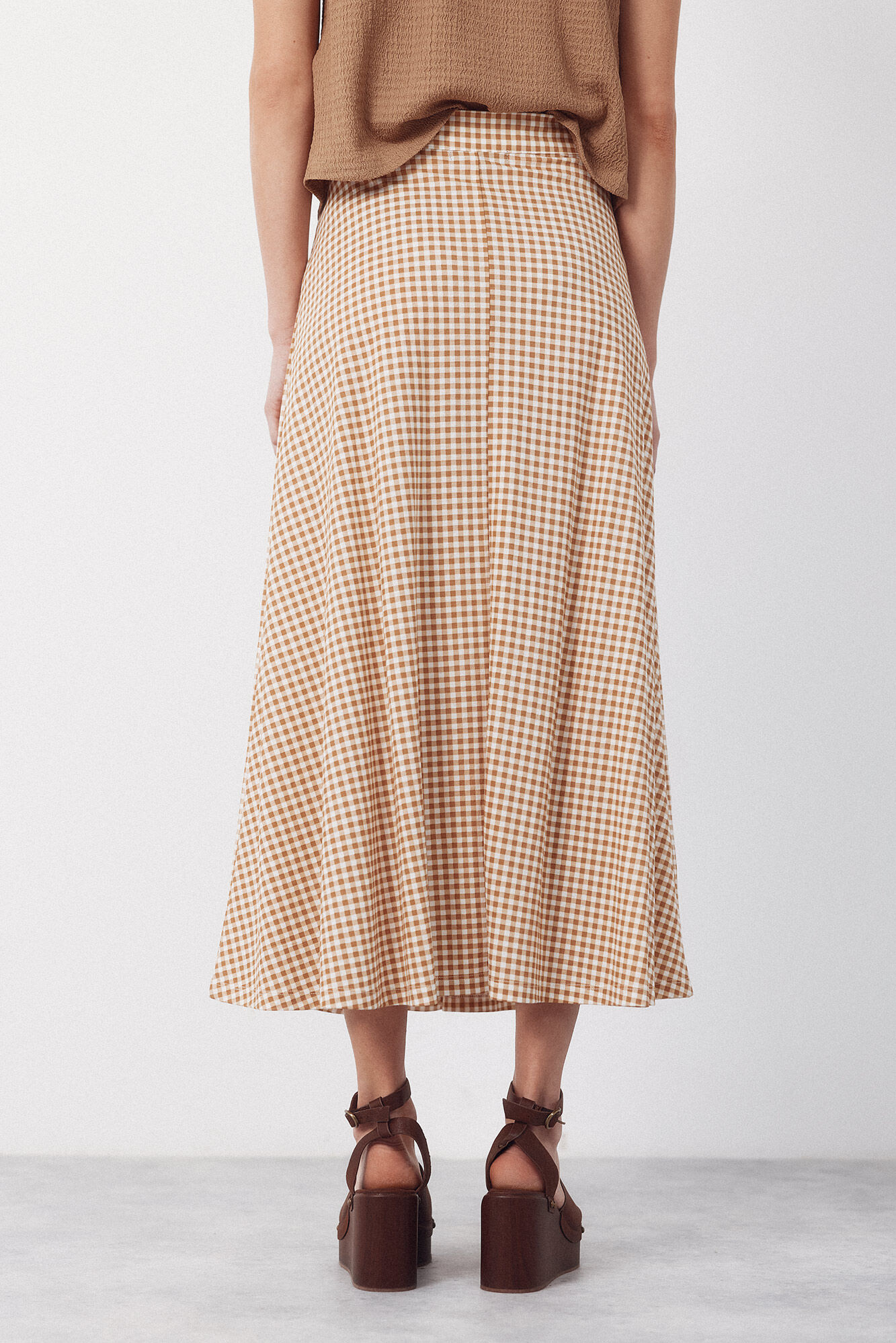 Cortefiel Falda capa midi Estampado amarillo