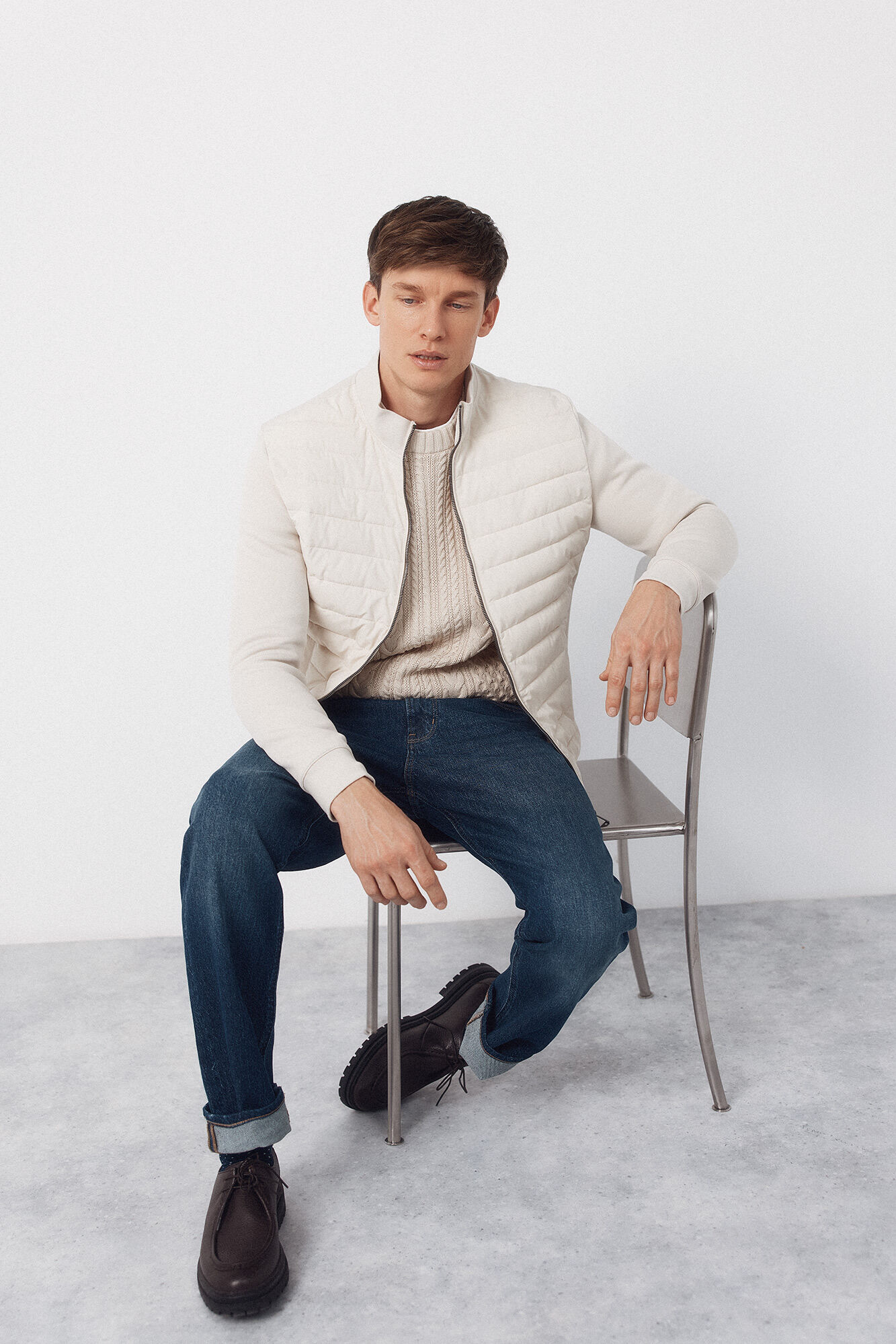 Cortefiel Combined fabric cardigan