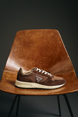 OOTO Zapatilla piel y tejido Marrón oscuro