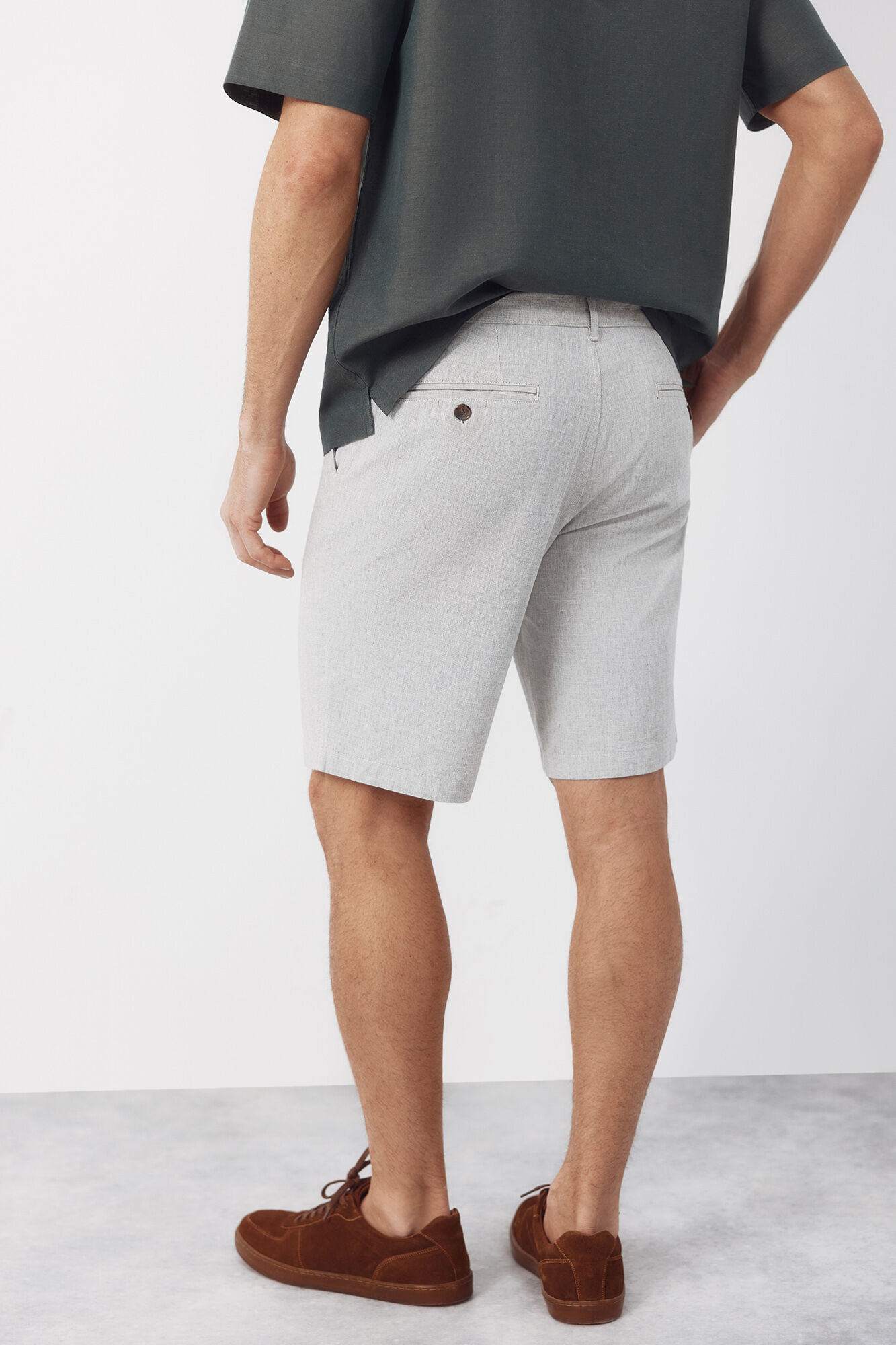 Cortefiel Bermuda oxford fabric Grey