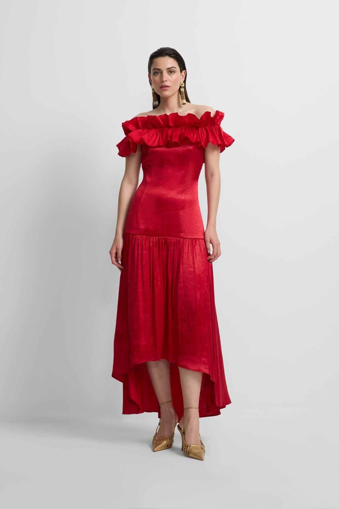 Silbon Vestido com folho da cole&ccedil;&atilde;o Event Vermelho