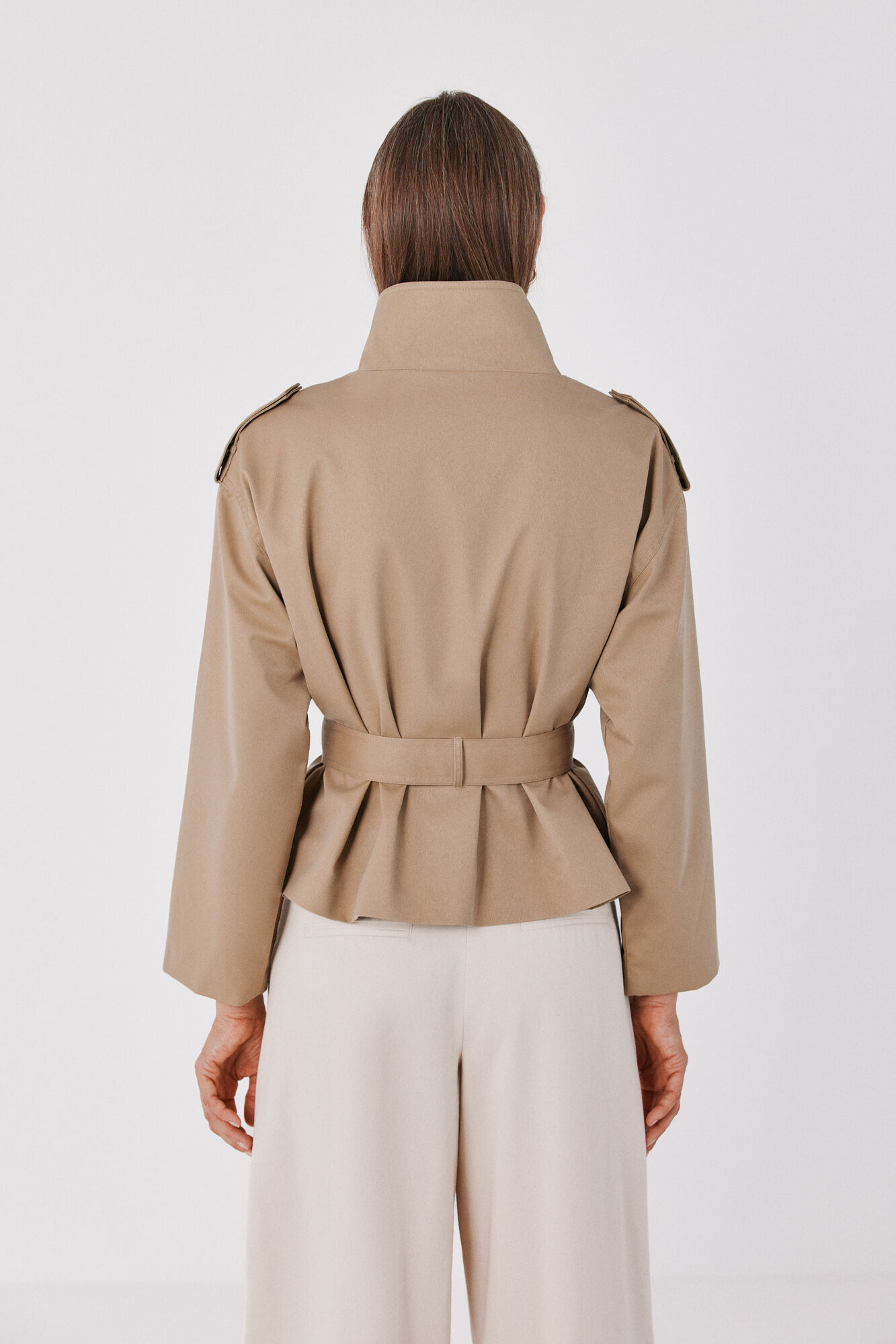 Cortefiel Short belted trench Beige