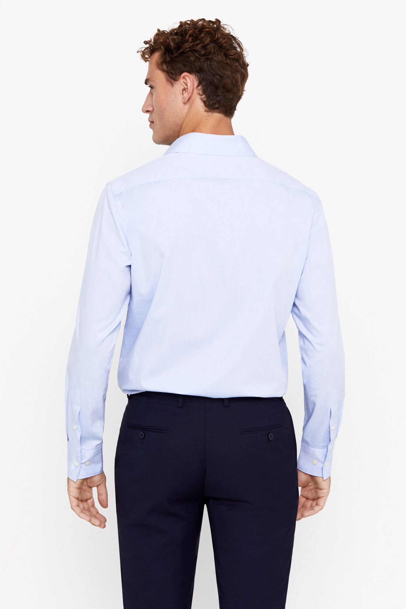 Cortefiel Camisa pinpoint liso f&aacute;cil de engomar Azul