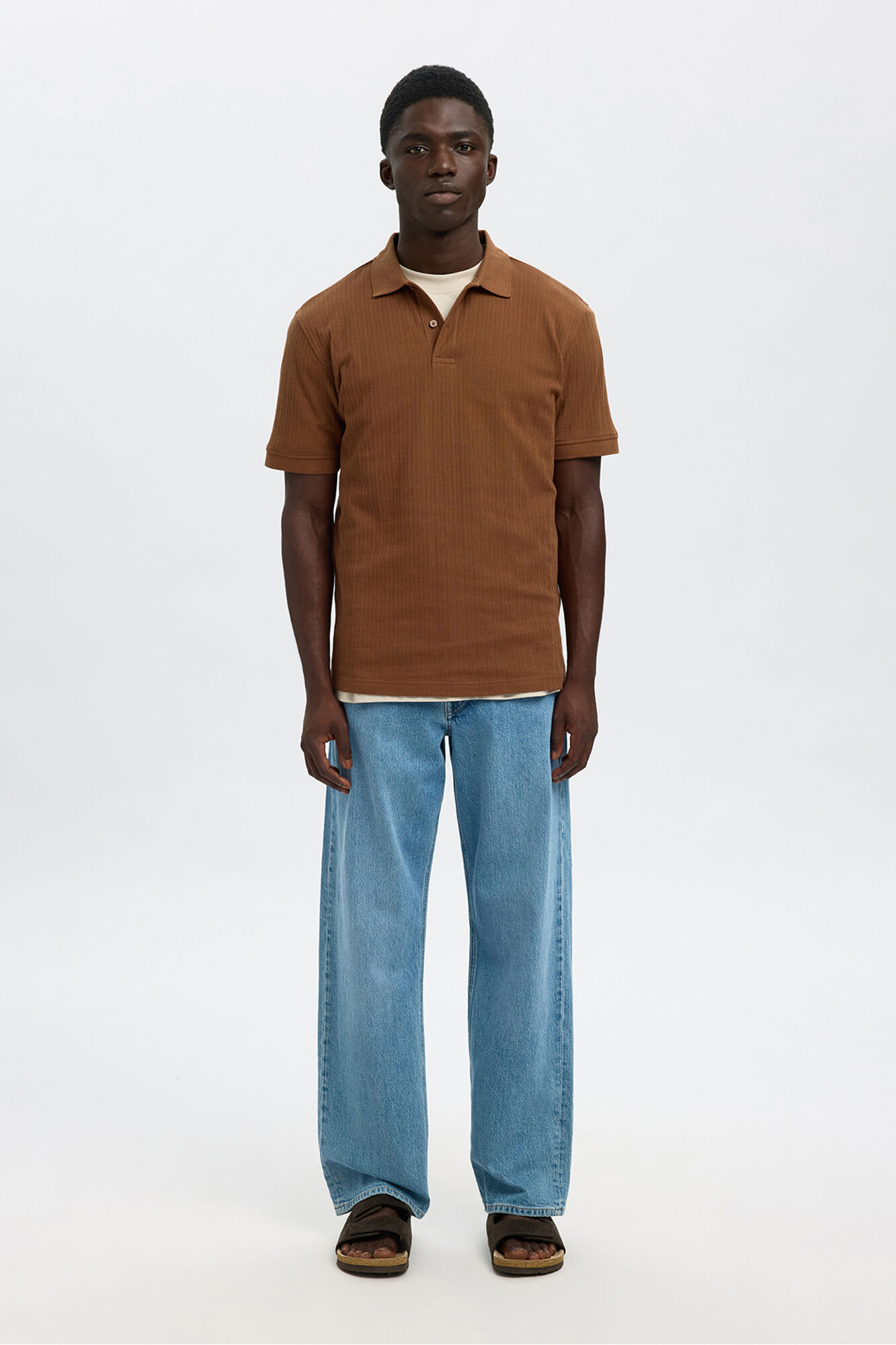 Selected Polo Rib de manga corta Regular Fit.