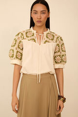 Meisie Blusa com crochet Impress&atilde;o