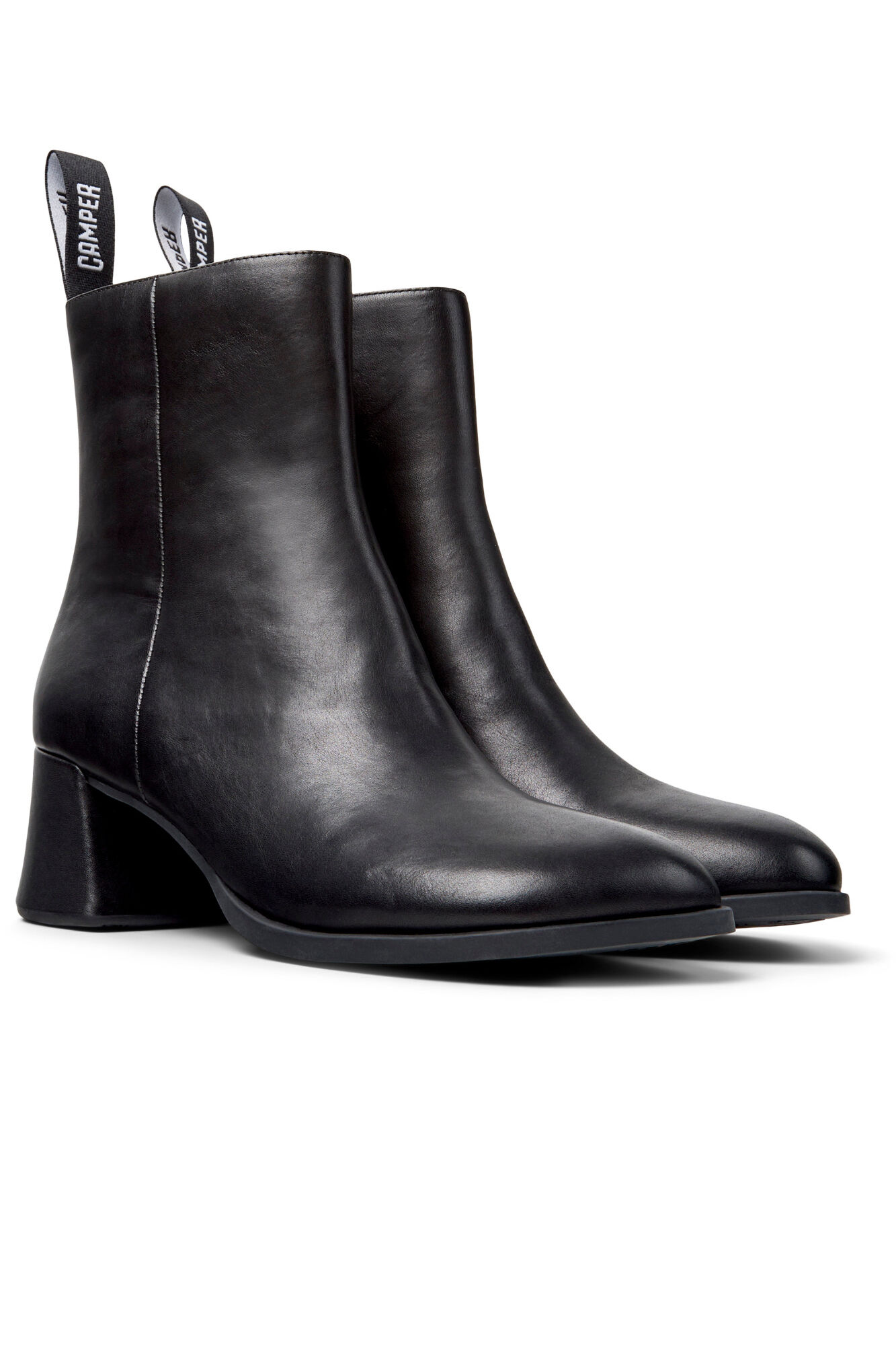 Camper Botas de cano m&eacute;dio em pele pretas para mulher